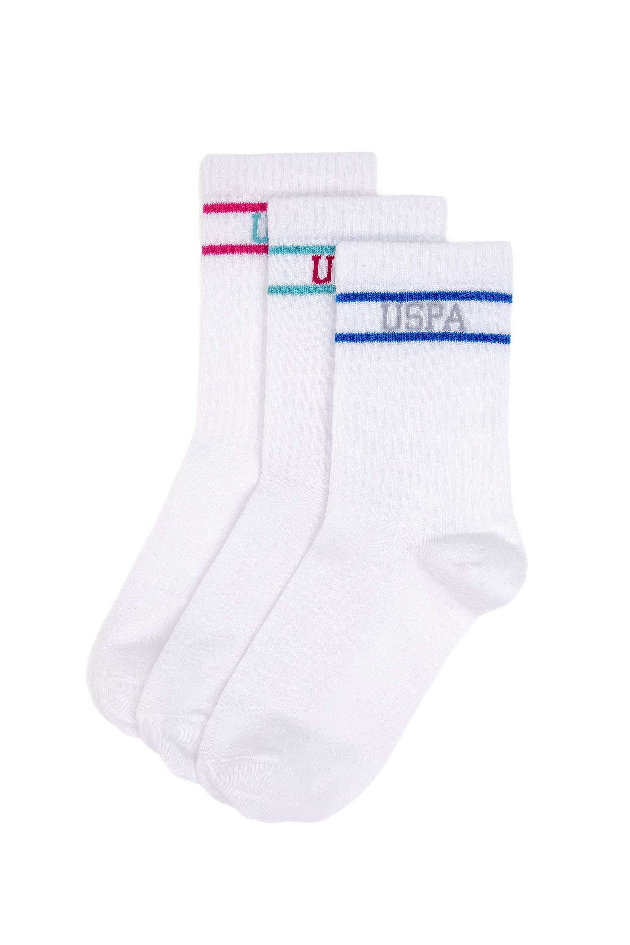 جوراب مچ پا بسته ۳ عددی زنانه سفید رگولار زنانه یو اس پولو | US POLO ASSN