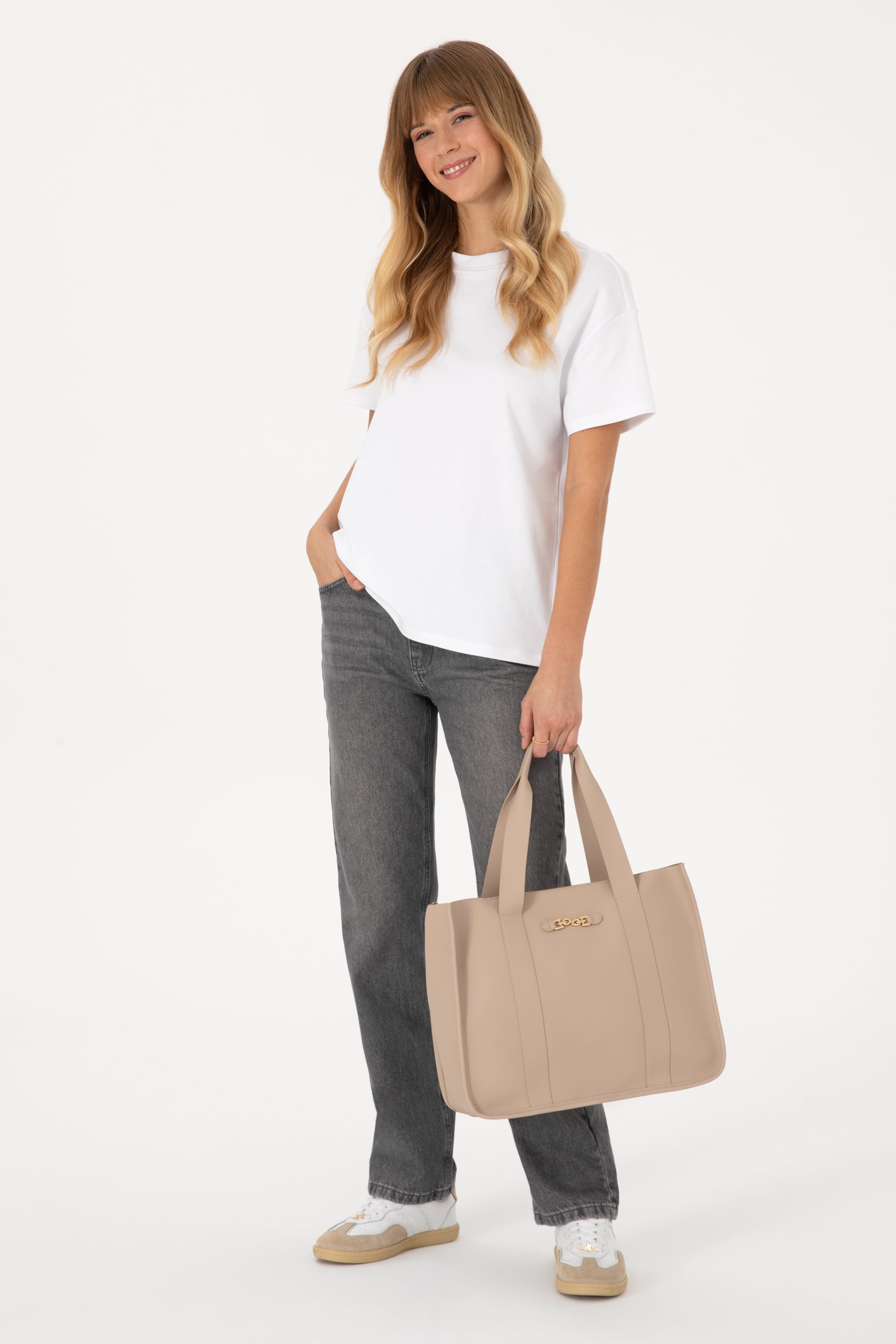کیف دوشی زنانه بژ بژ استاندارد فیت زنانه یو اس پولو | US POLO ASSN