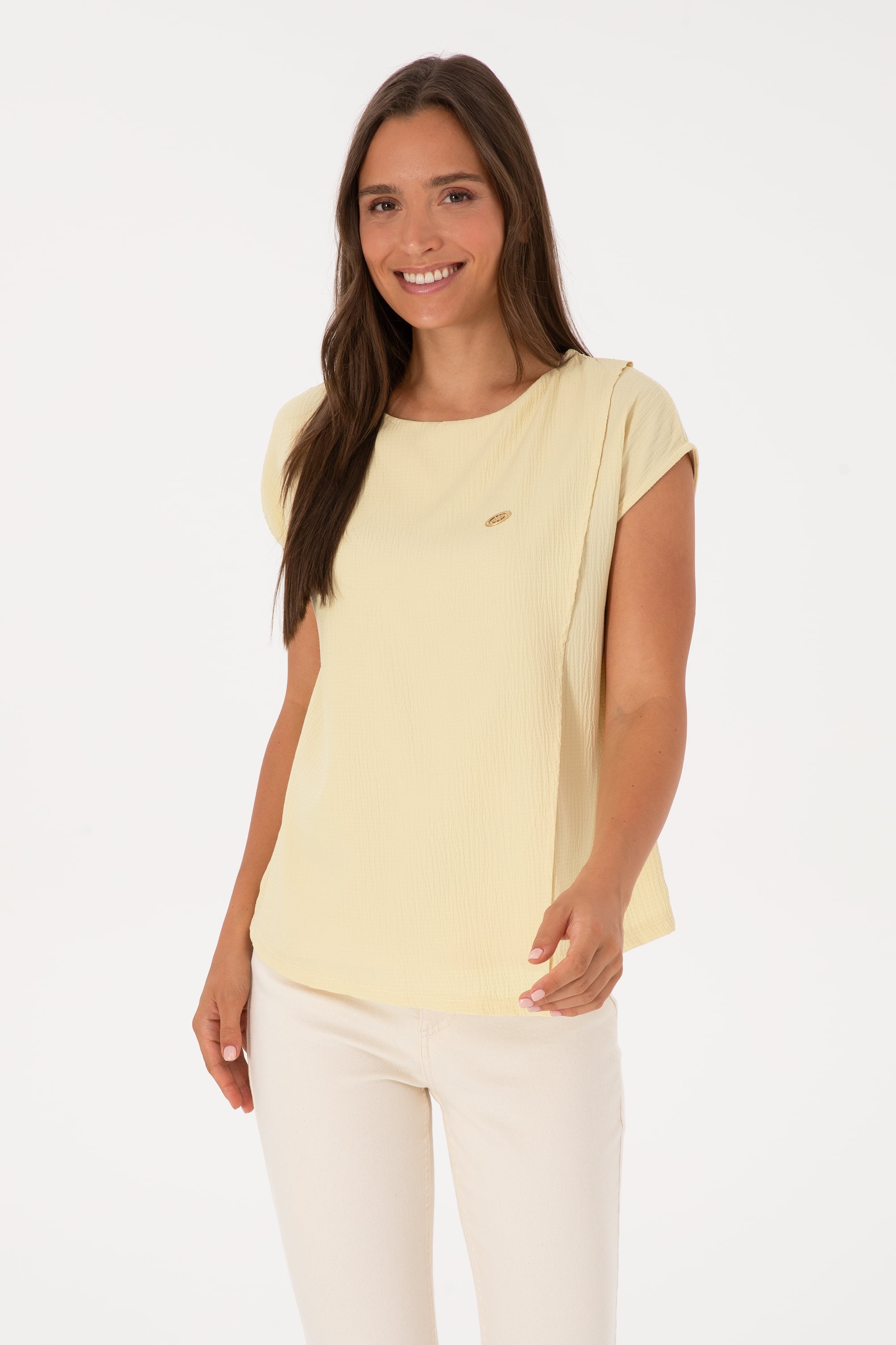 تی شرت خاکی روشن رگولار زنانه یو اس پولو | US POLO ASSN