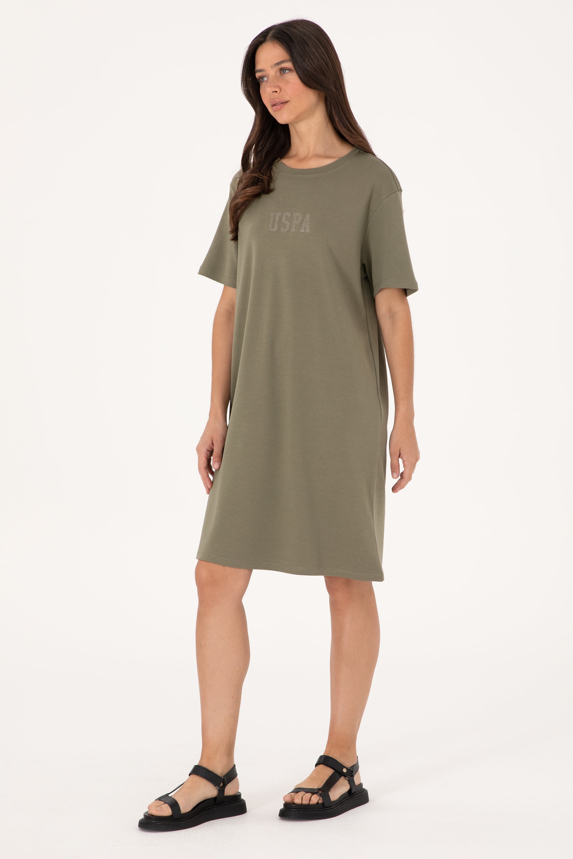 لباس بلند خاکی تیره رگولار زنانه یو اس پولو | US POLO ASSN