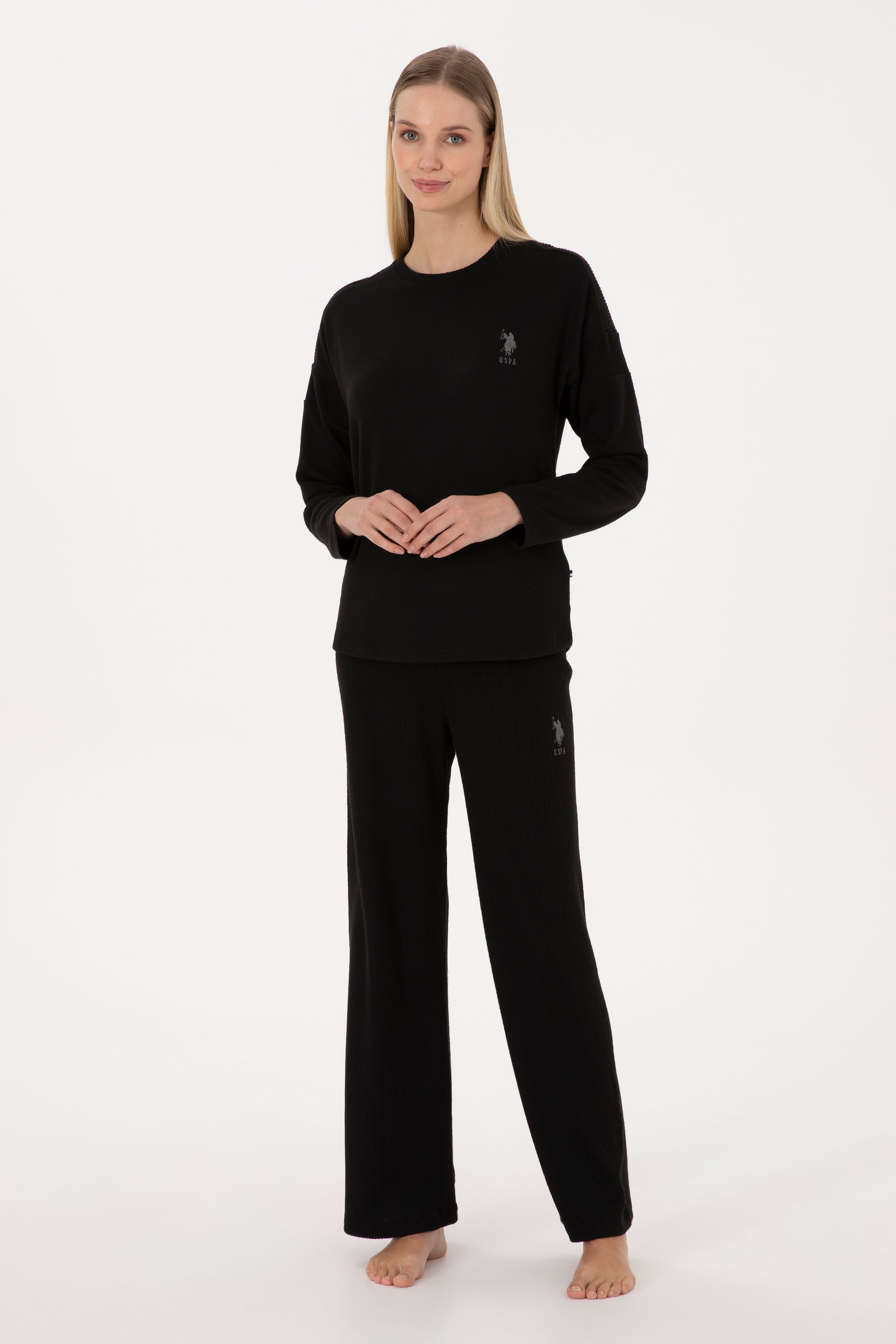 ست پیژامه سیاه استاندارد فیت زنانه یو اس پولو | US POLO ASSN
