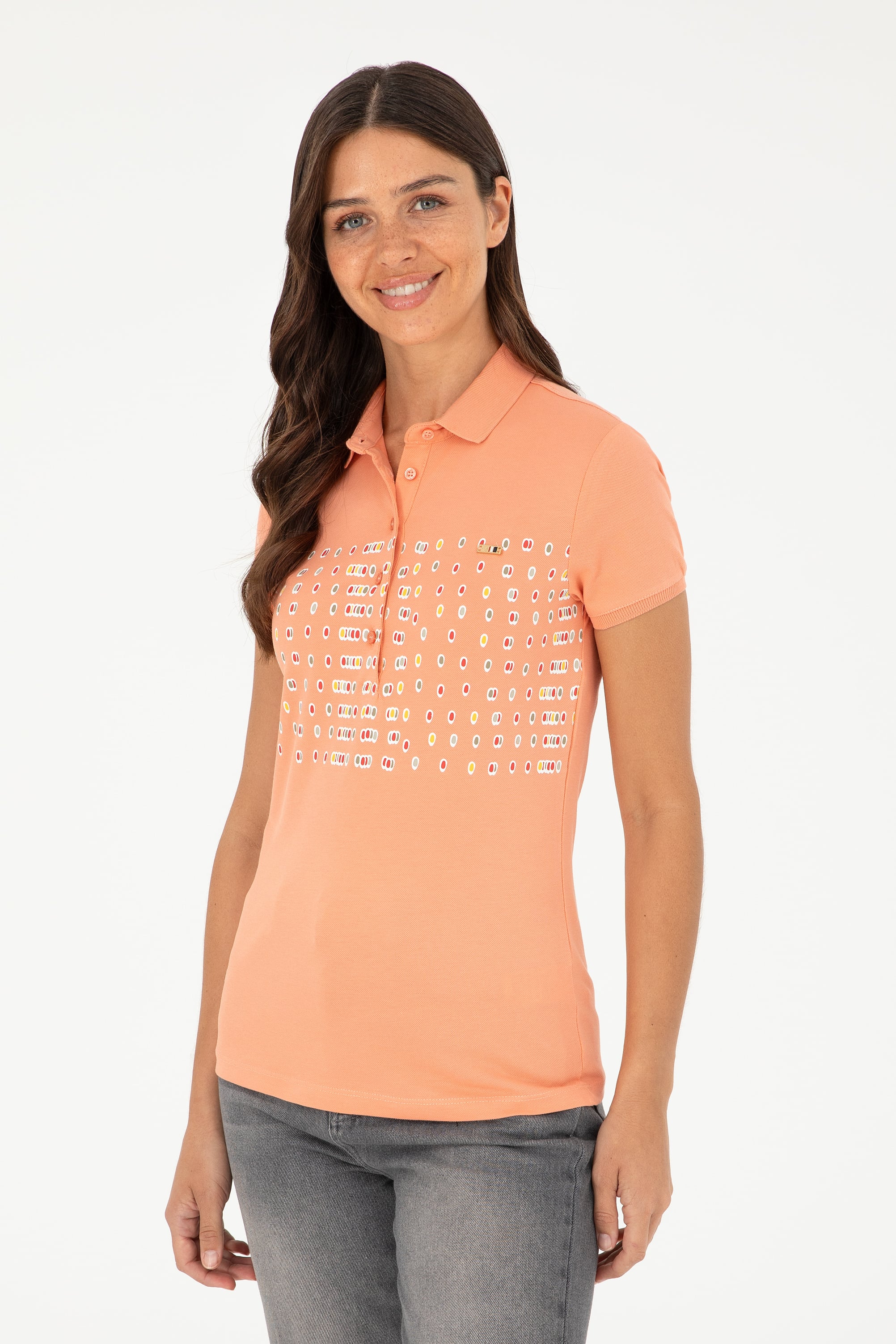 پولوشرت یقه پولو گل بهی اندامی زنانه یو اس پولو | US POLO ASSN