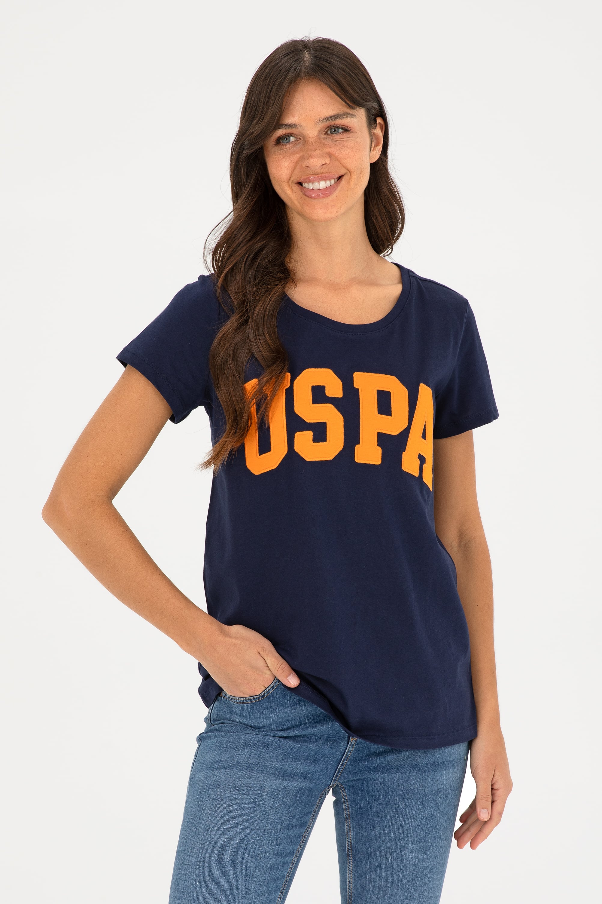تی شرت یقه گرد یقه گرد لاجورد رگولار زنانه یو اس پولو | US POLO ASSN