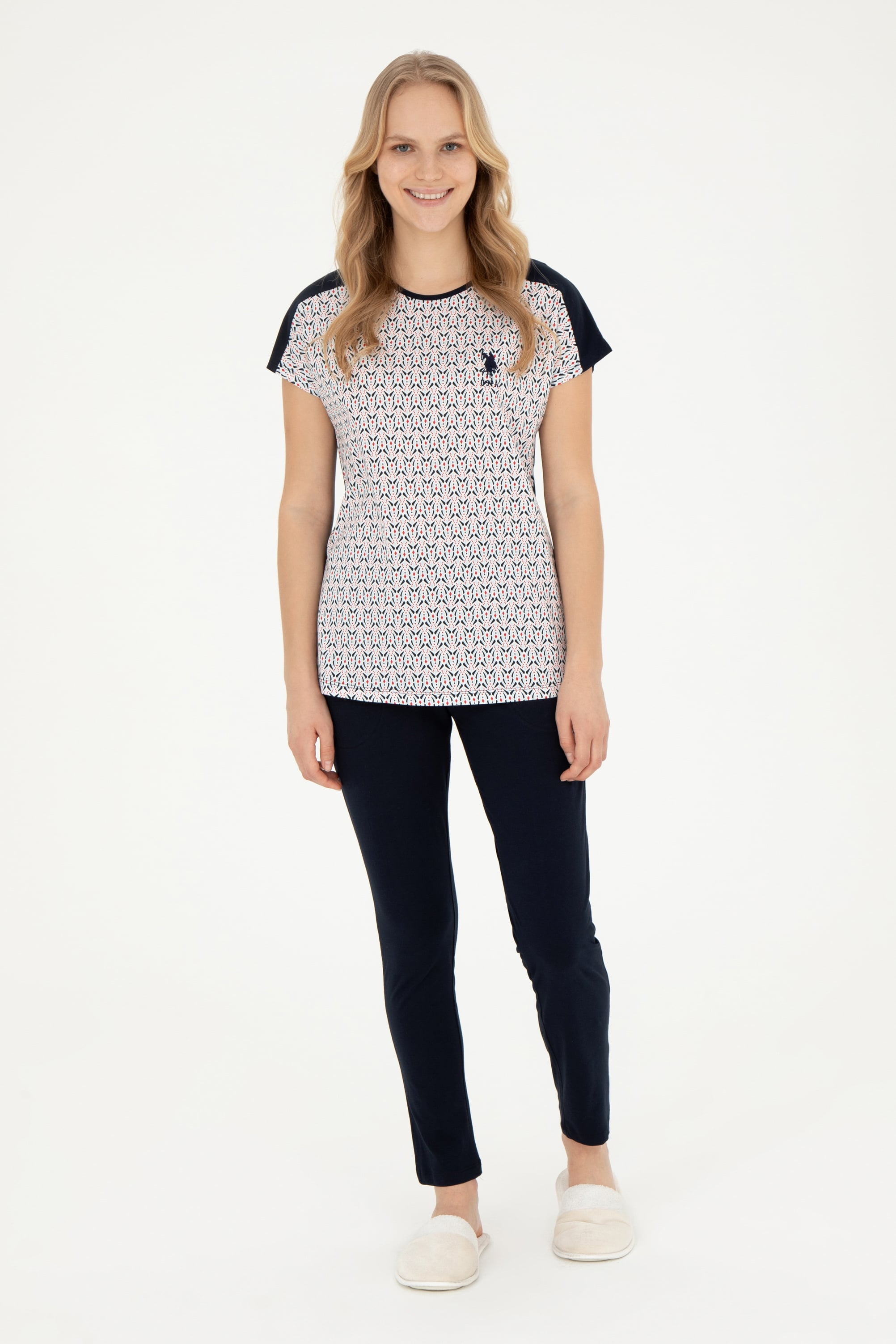 ست پیژامه لاجورد استاندارد فیت زنانه یو اس پولو | US POLO ASSN