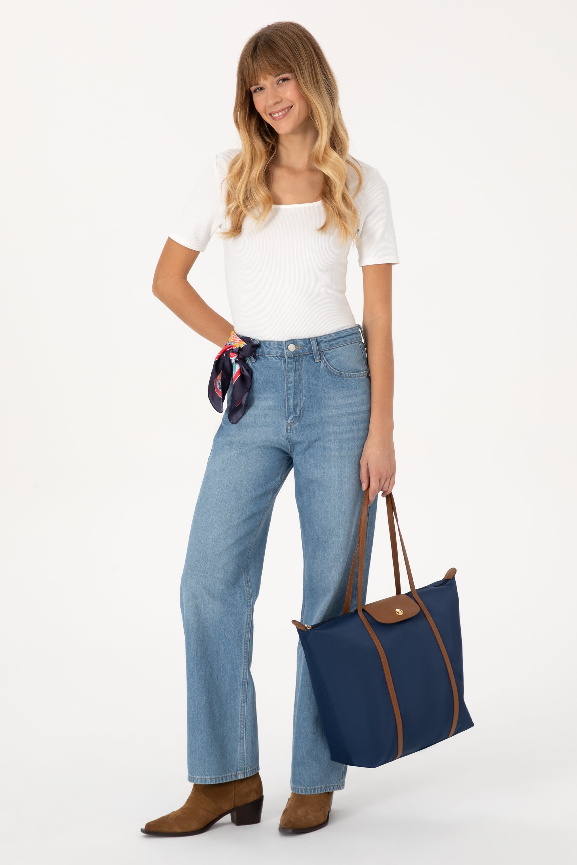 کیف دوشی زنانه سرمهای لاجورد استاندارد فیت زنانه یو اس پولو | US POLO ASSN