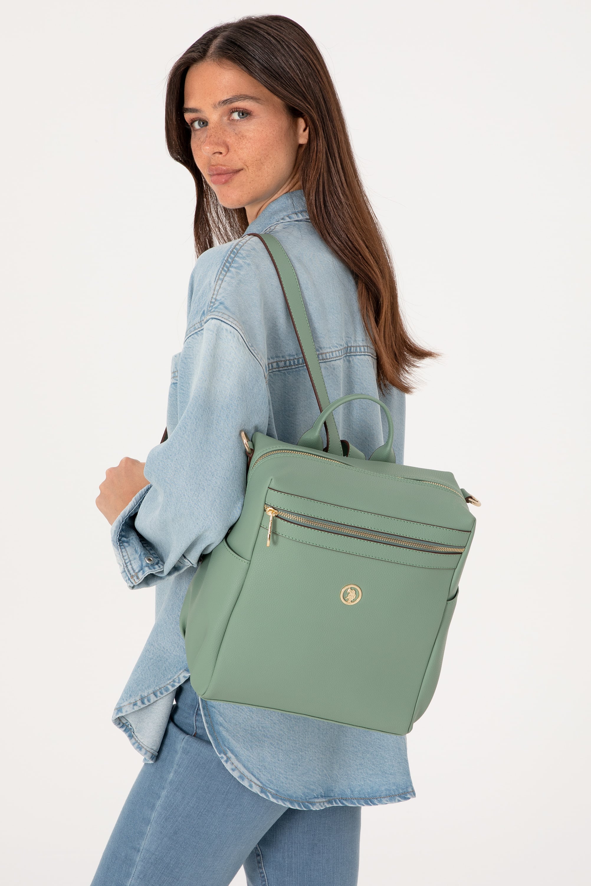 کوله پشتی دو بند زنانه طرح نعناعی نعناعی استاندارد فیت زنانه یو اس پولو | US POLO ASSN