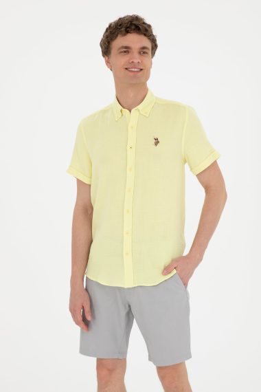 پیراهن  زرد روشن  رگولار  مردانه یو اس پولو | US POLO ASSN