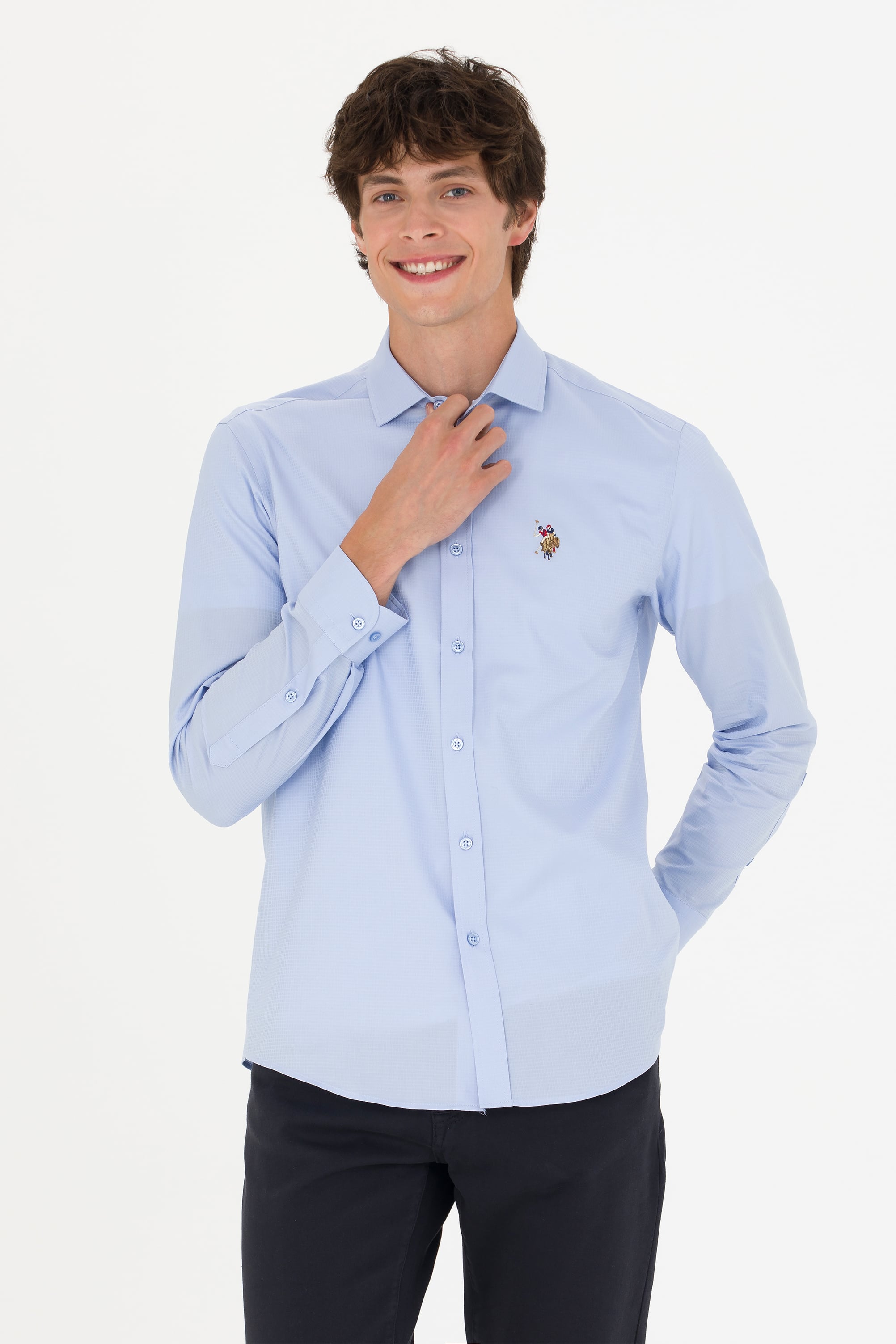 پیراهن آبی رگولار مردانه یو اس پولو | US POLO ASSN