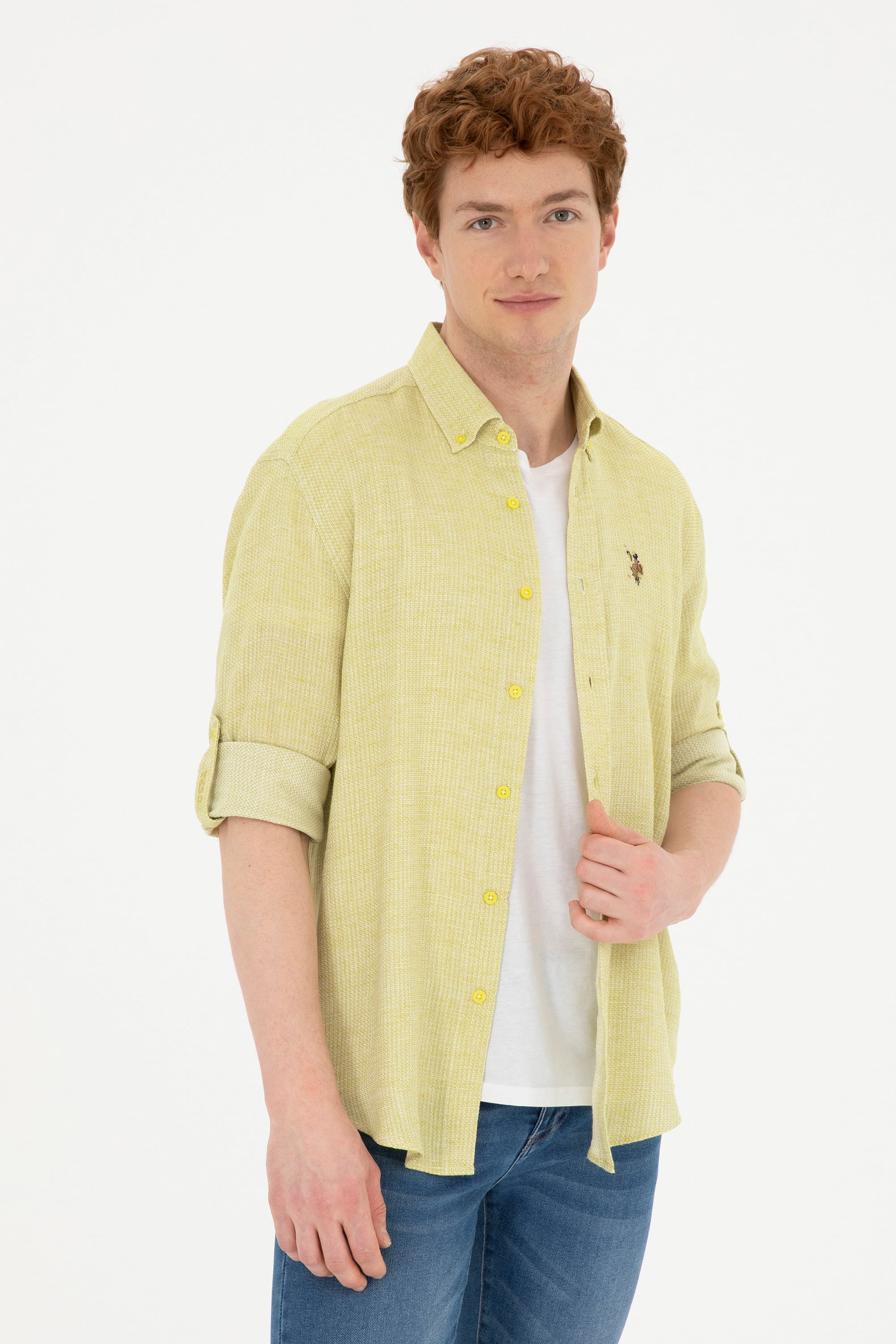 پیراهن سبز پسته ای ریلکس مردانه یو اس پولو | US POLO ASSN