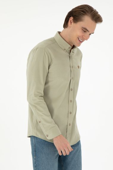 پیراهن  خاکی روشن  رگولار  مردانه یو اس پولو | US POLO ASSN