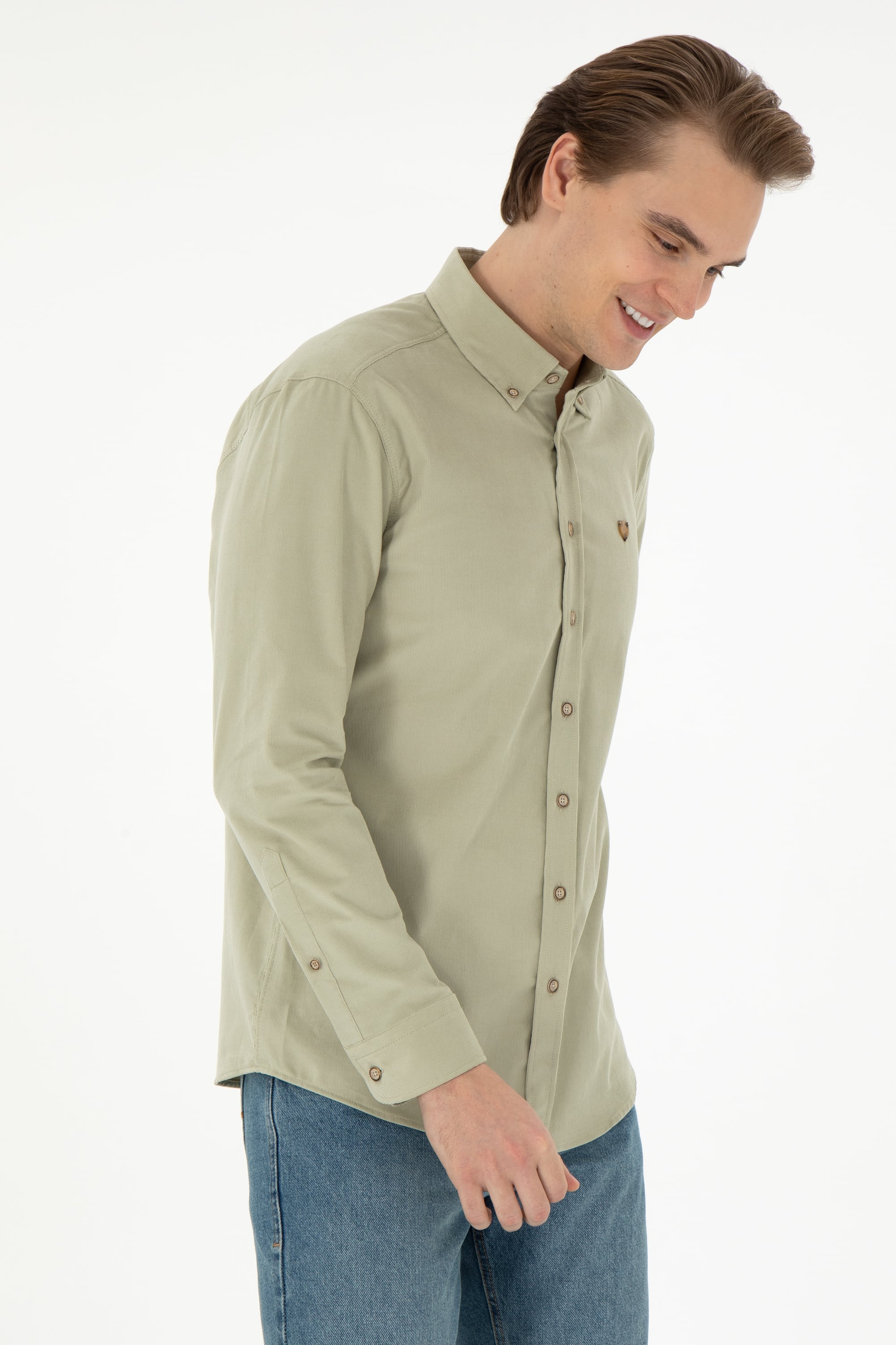 پیراهن خاکی روشن رگولار مردانه یو اس پولو | US POLO ASSN