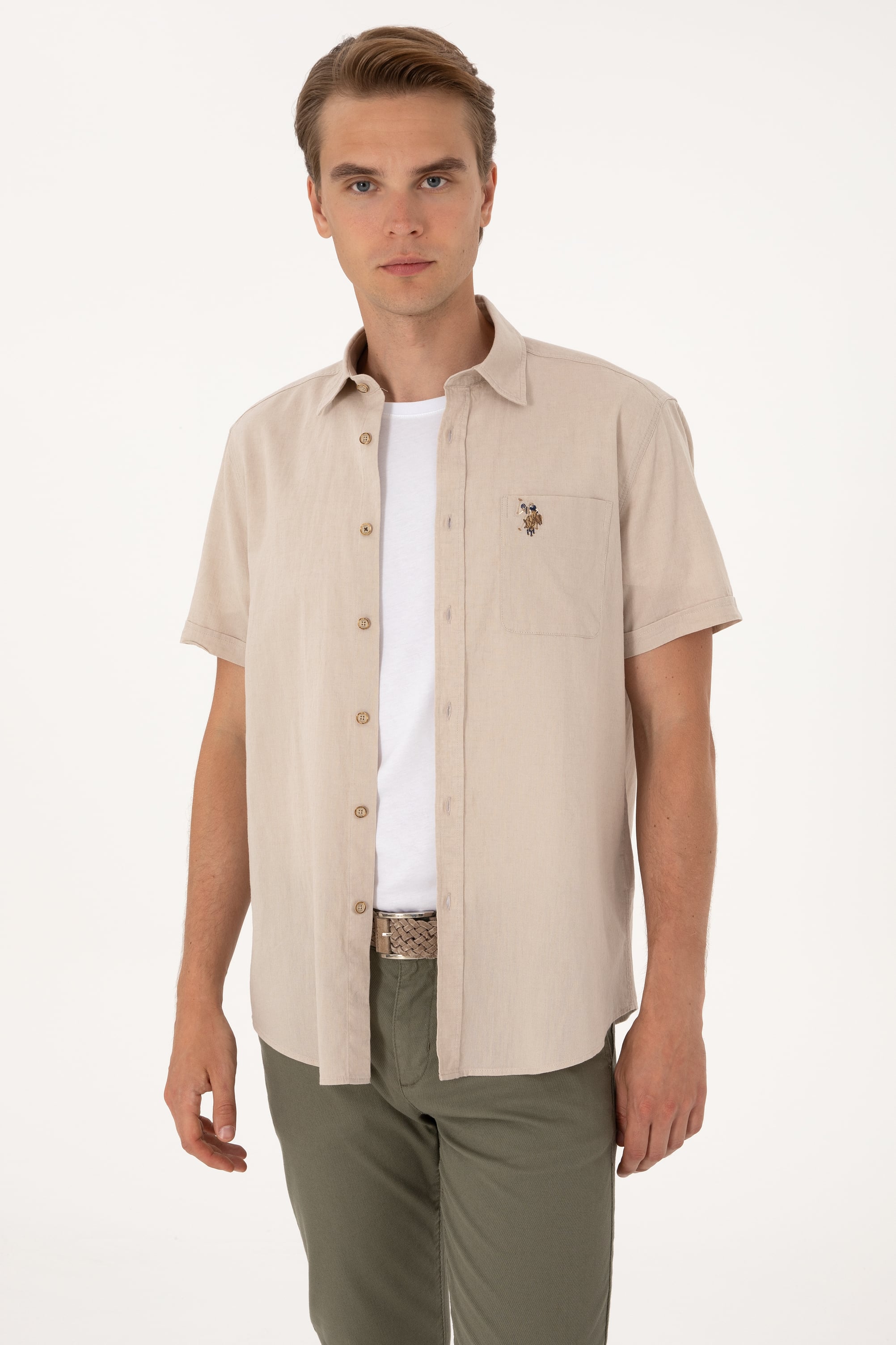 پیراهن خاکستری ریلکس مردانه یو اس پولو | US POLO ASSN