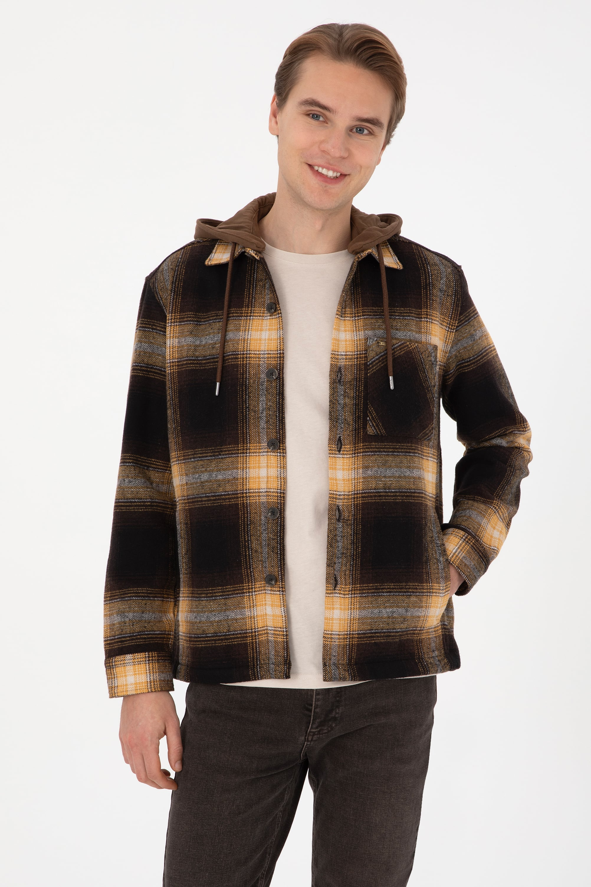 پیراهن قهوه ای Oversize مردانه یو اس پولو | US POLO ASSN