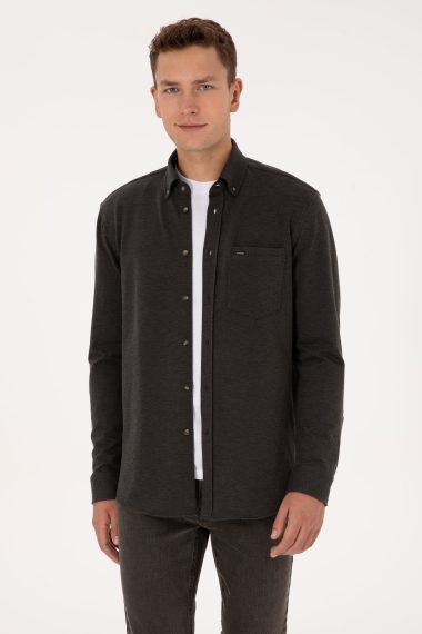 پیراهن  خاکی  رگولار  مردانه یو اس پولو | US POLO ASSN
