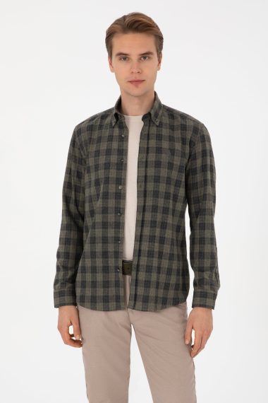 پیراهن  خاکی روشن  رگولار  مردانه یو اس پولو | US POLO ASSN