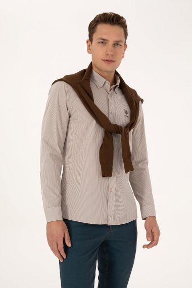 پیراهن  خاکستری  اندامی  مردانه یو اس پولو | US POLO ASSN