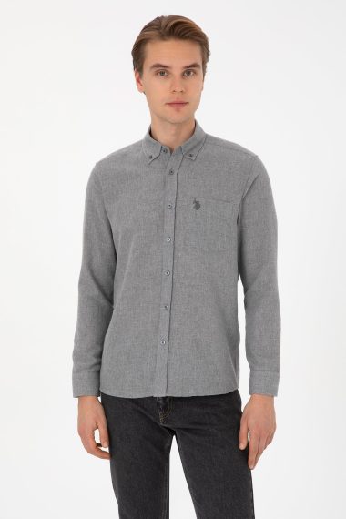 پیراهن  خاکستری  رگولار  مردانه یو اس پولو | US POLO ASSN