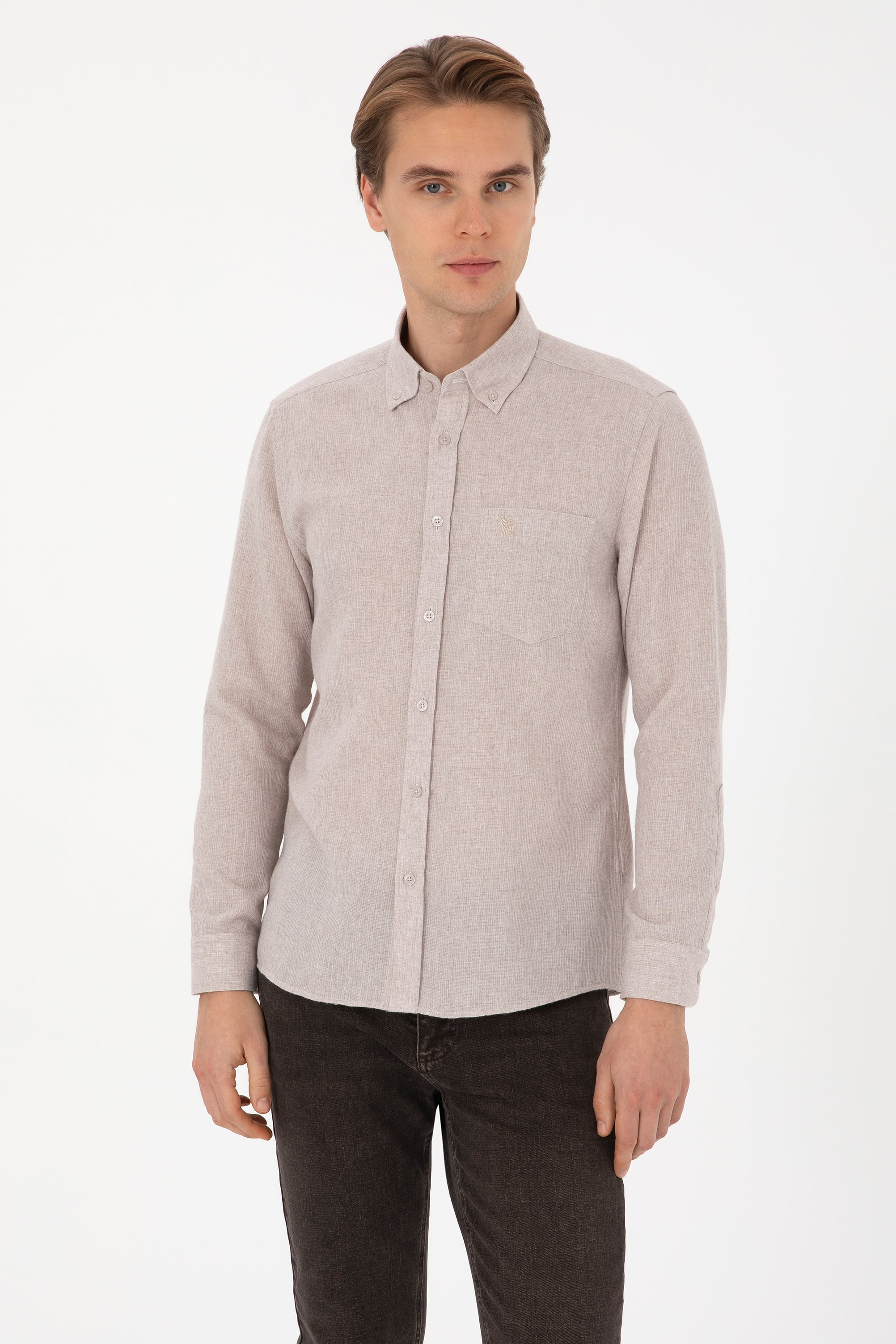پیراهن خاکستری رگولار مردانه یو اس پولو | US POLO ASSN