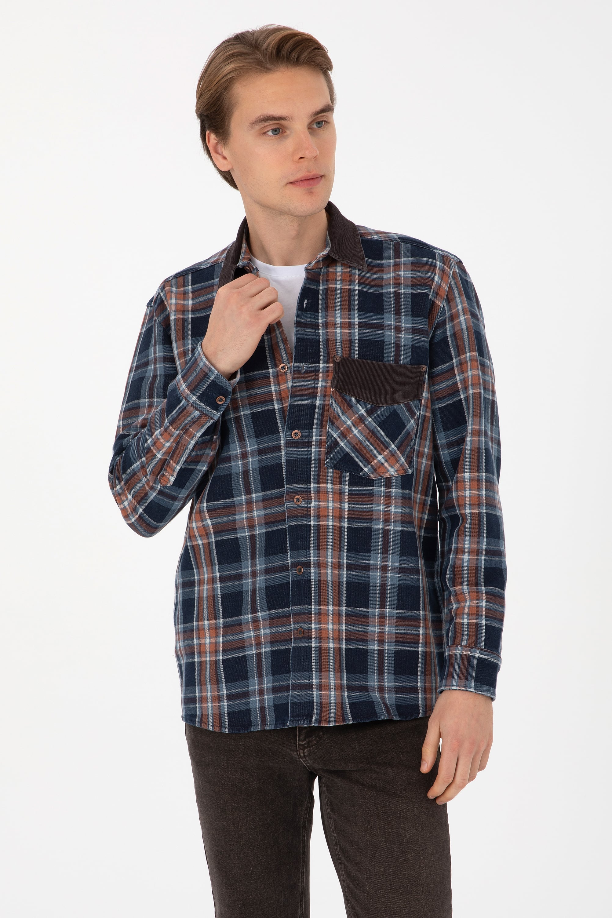 پیراهن قهوه ای ریلکس مردانه یو اس پولو | US POLO ASSN