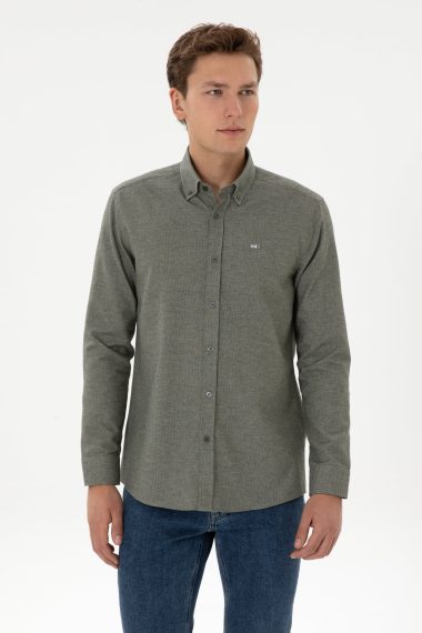 پیراهن  خاکی  رگولار  مردانه یو اس پولو | US POLO ASSN