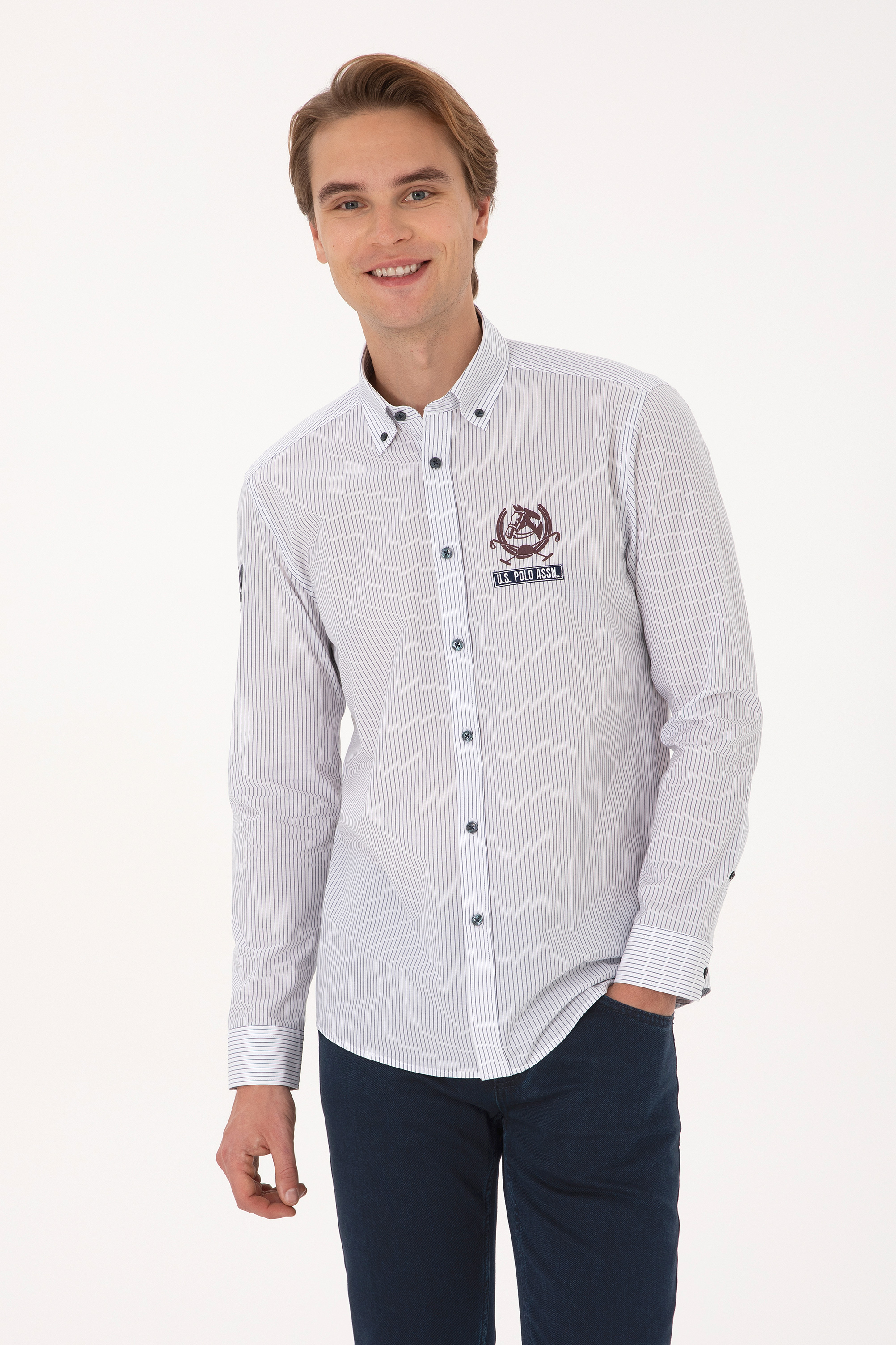 پیراهن لاجورد روشن رگولار مردانه یو اس پولو | US POLO ASSN