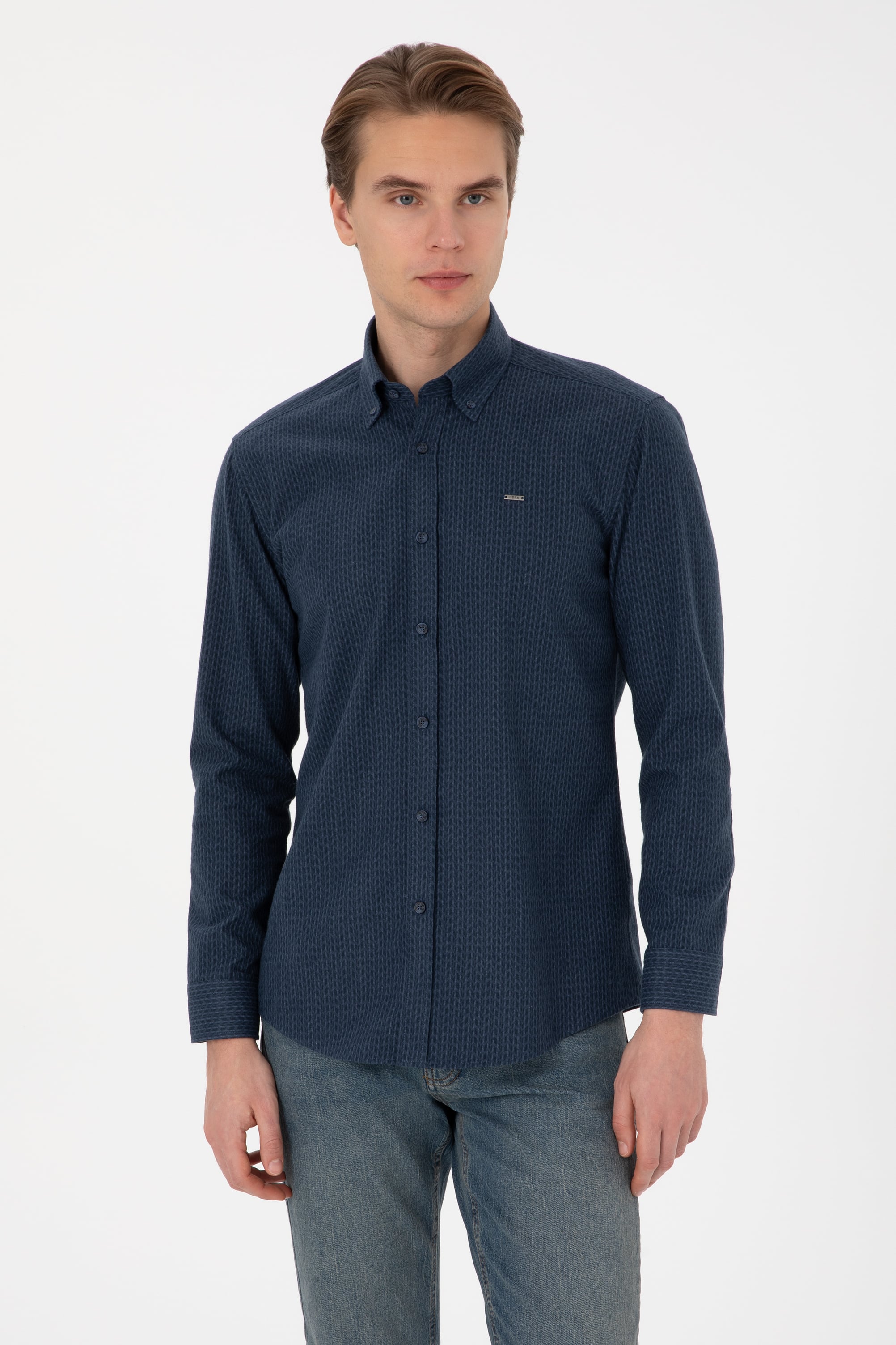 پیراهن لاجورد روشن رگولار مردانه یو اس پولو | US POLO ASSN