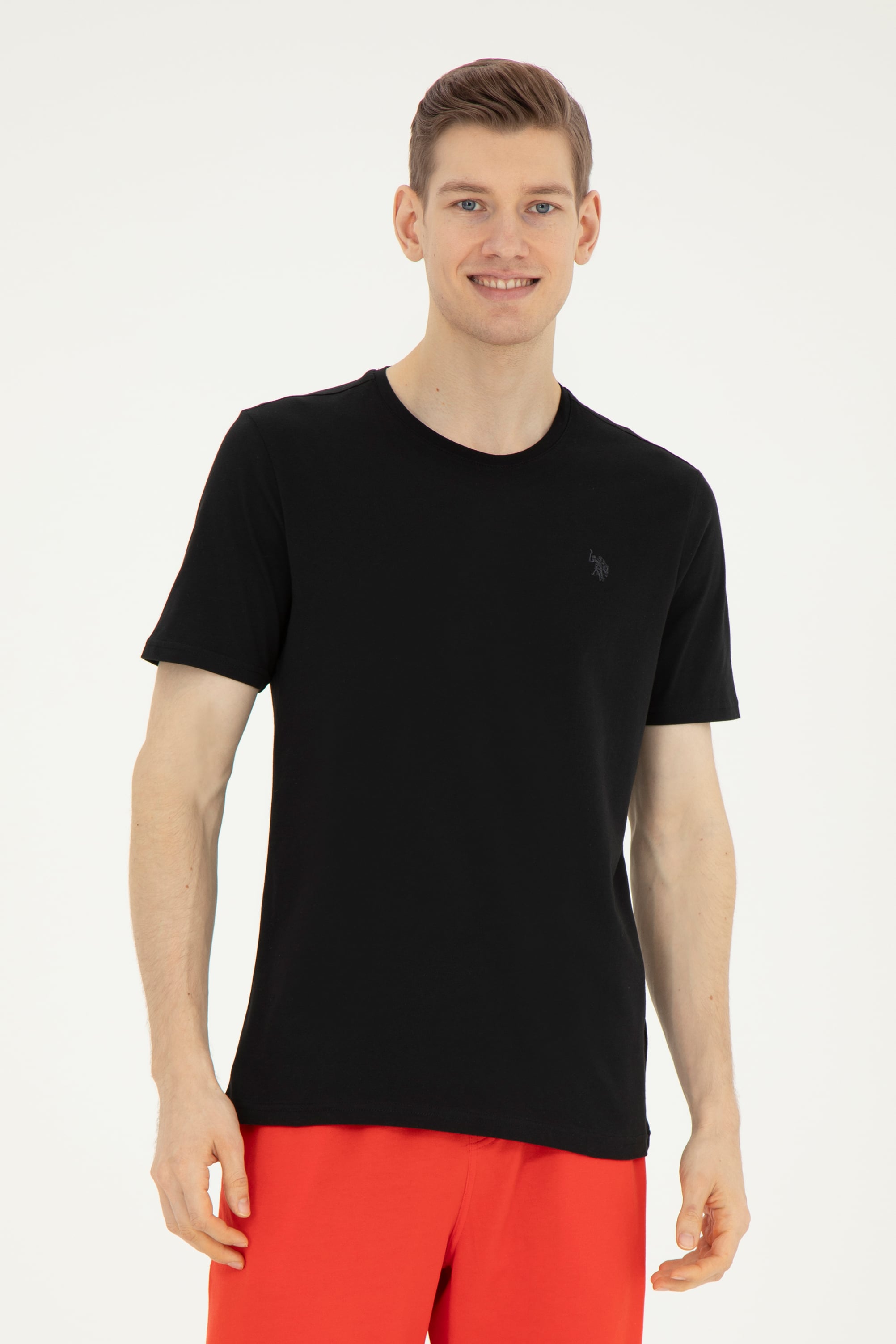 تی شرت یقه گرد سیاه رگولار آستین کوتاه مردانه یو اس پولو | US POLO ASSN