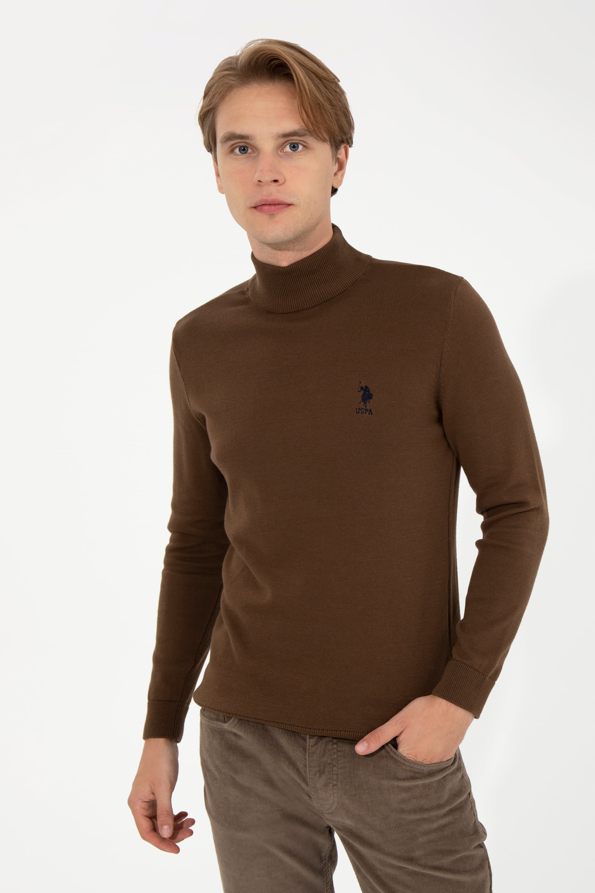تریکو یقه اسکی نارگیلی اندامی مردانه یو اس پولو | US POLO ASSN