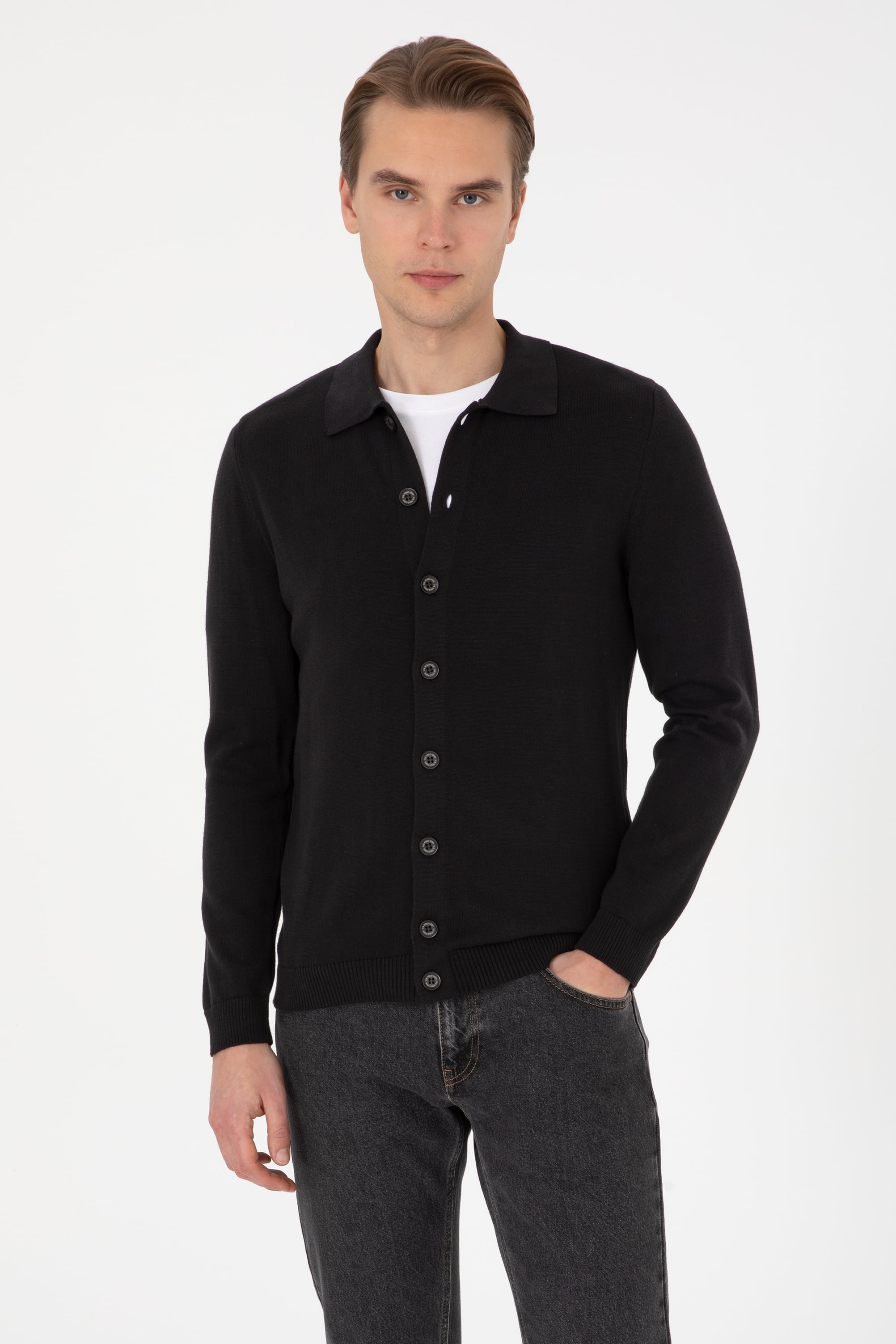 ژاکت سیاه رگولار مردانه یو اس پولو | US POLO ASSN