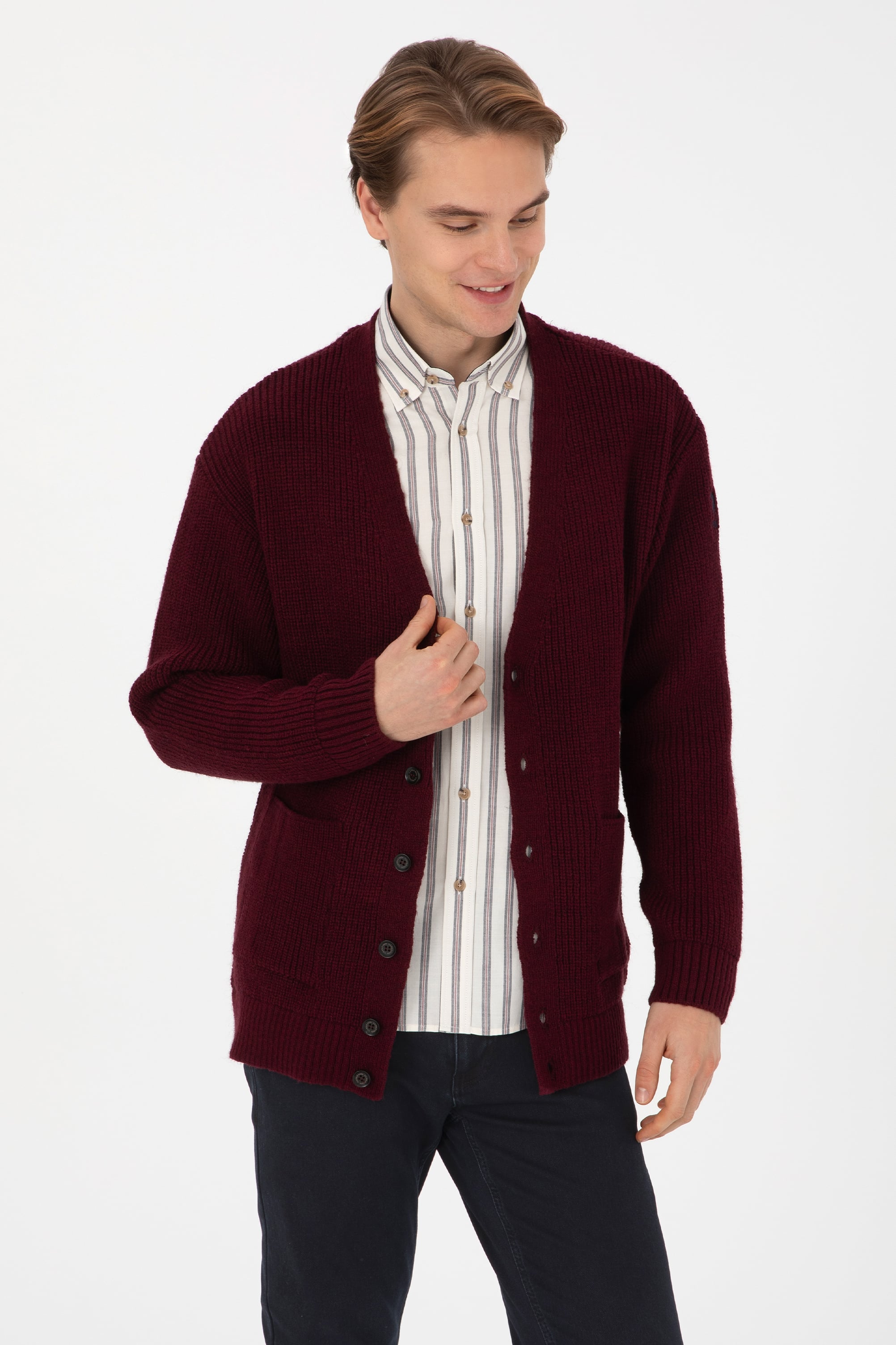 ژاکت آلبالویی ریلکس مردانه یو اس پولو | US POLO ASSN
