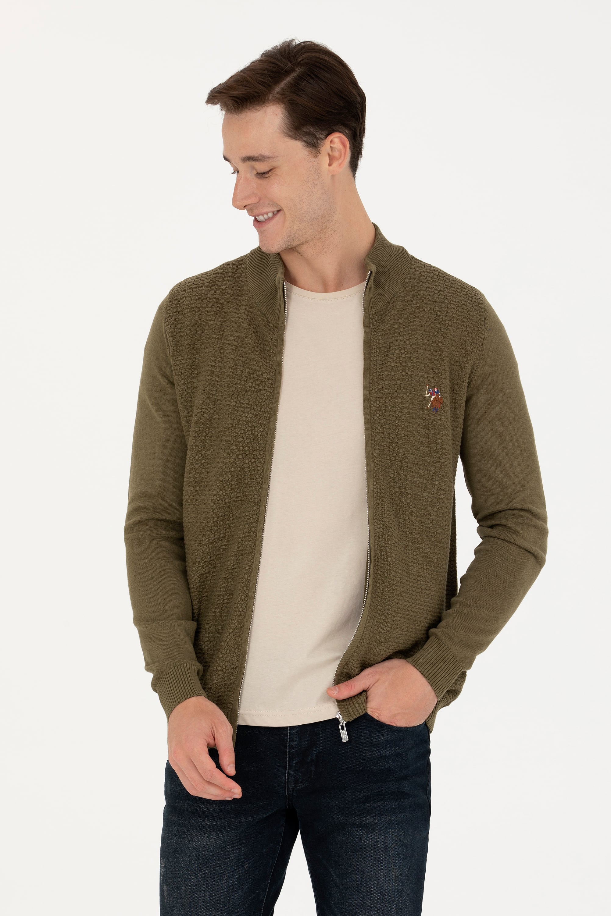 تریکو خاکی اندامی مردانه یو اس پولو | US POLO ASSN