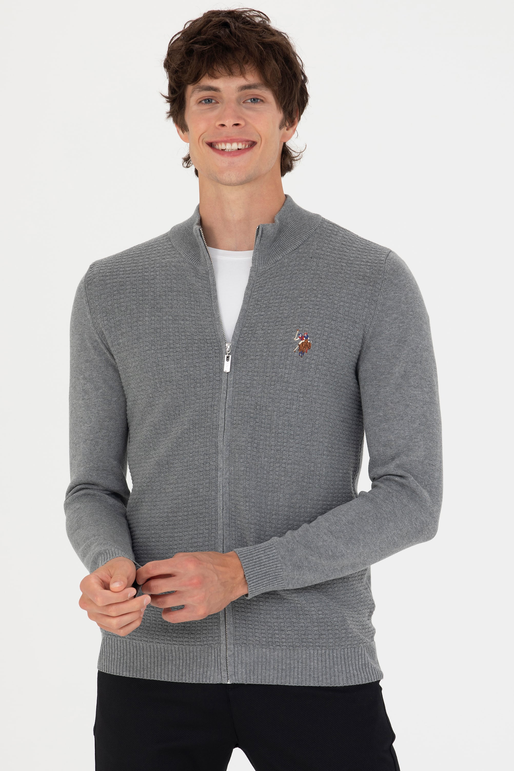 تریکو خاکستری ملانژ اندامی مردانه یو اس پولو | US POLO ASSN