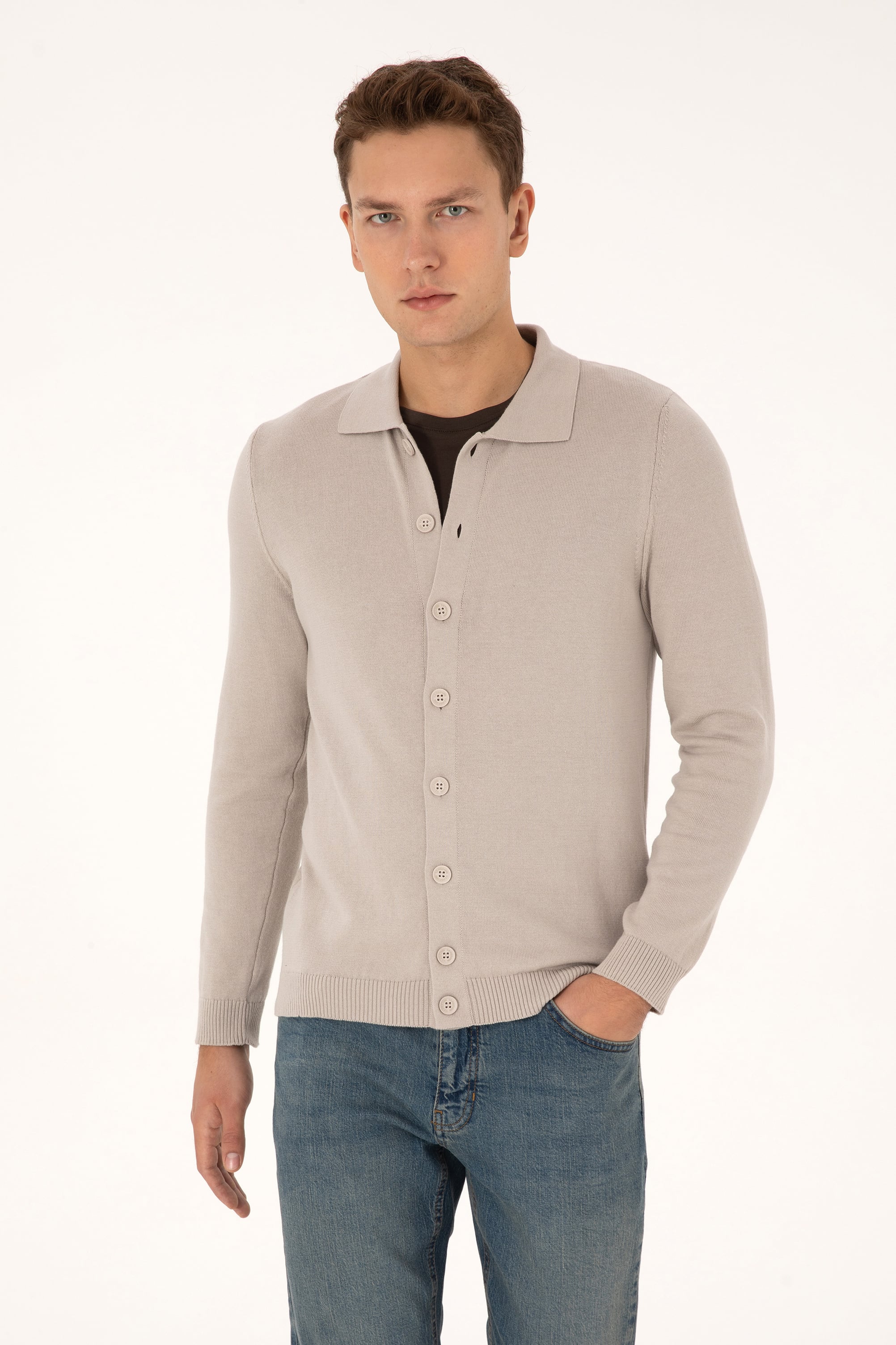 ژاکت خاکستری رگولار مردانه یو اس پولو | US POLO ASSN