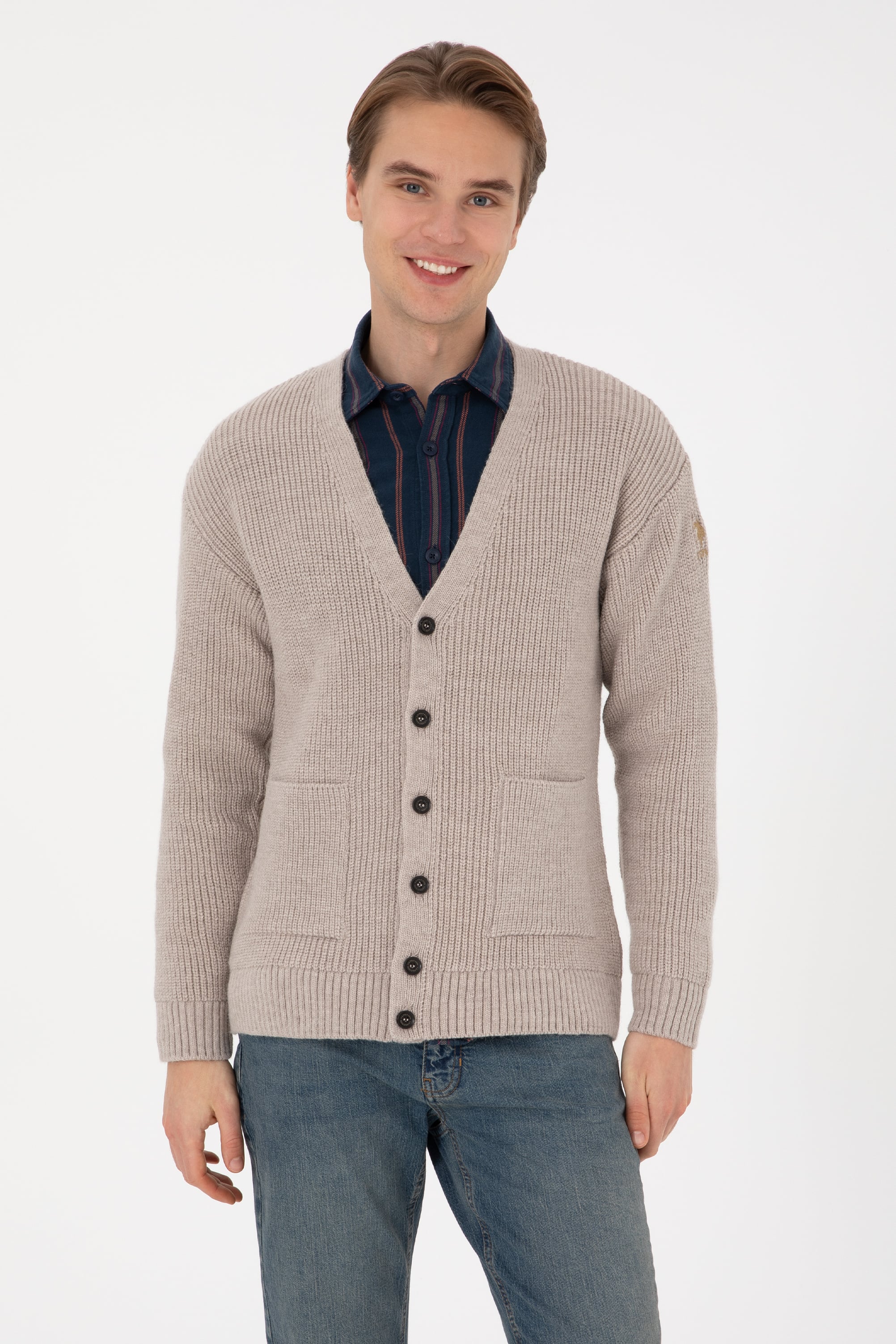 ژاکت خاکستری ریلکس مردانه یو اس پولو | US POLO ASSN