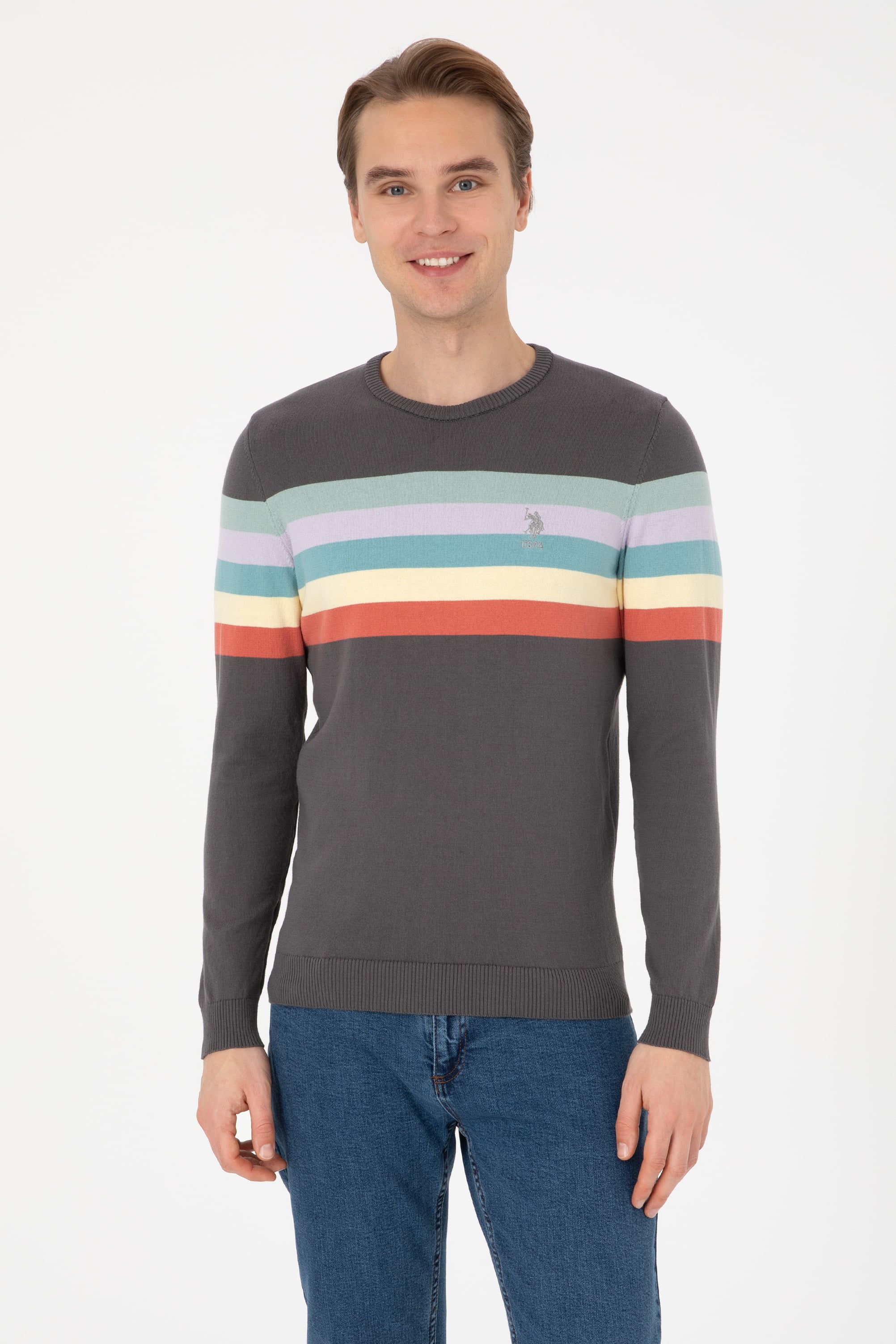 بافت خاکستری رگولار مردانه یو اس پولو | US POLO ASSN