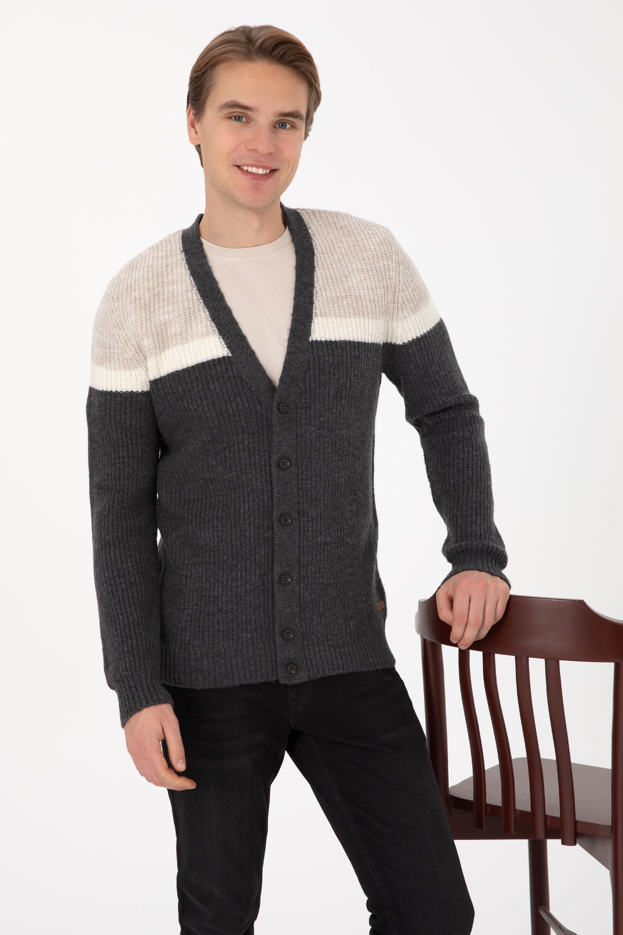 ژاکت زغالی ریلکس مردانه یو اس پولو | US POLO ASSN