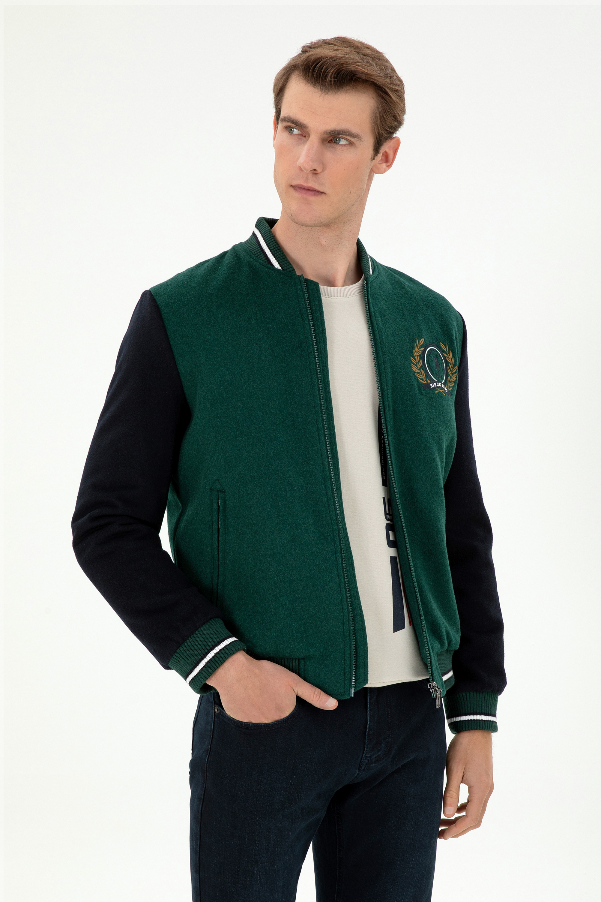 کاپشن سبز تیره رگولار مردانه یو اس پولو | US POLO ASSN