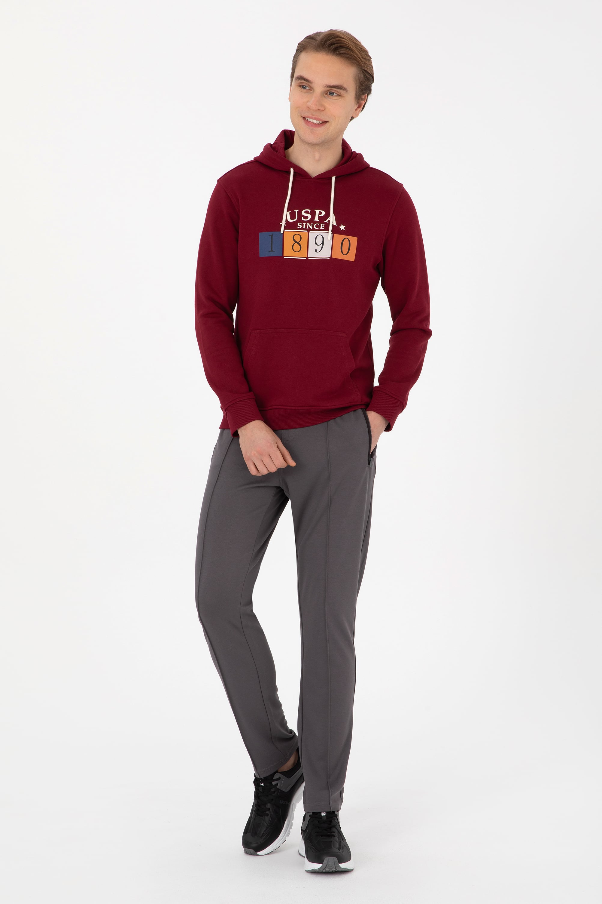 شلوار ورزشی زغالی رگولار مردانه یو اس پولو | US POLO ASSN