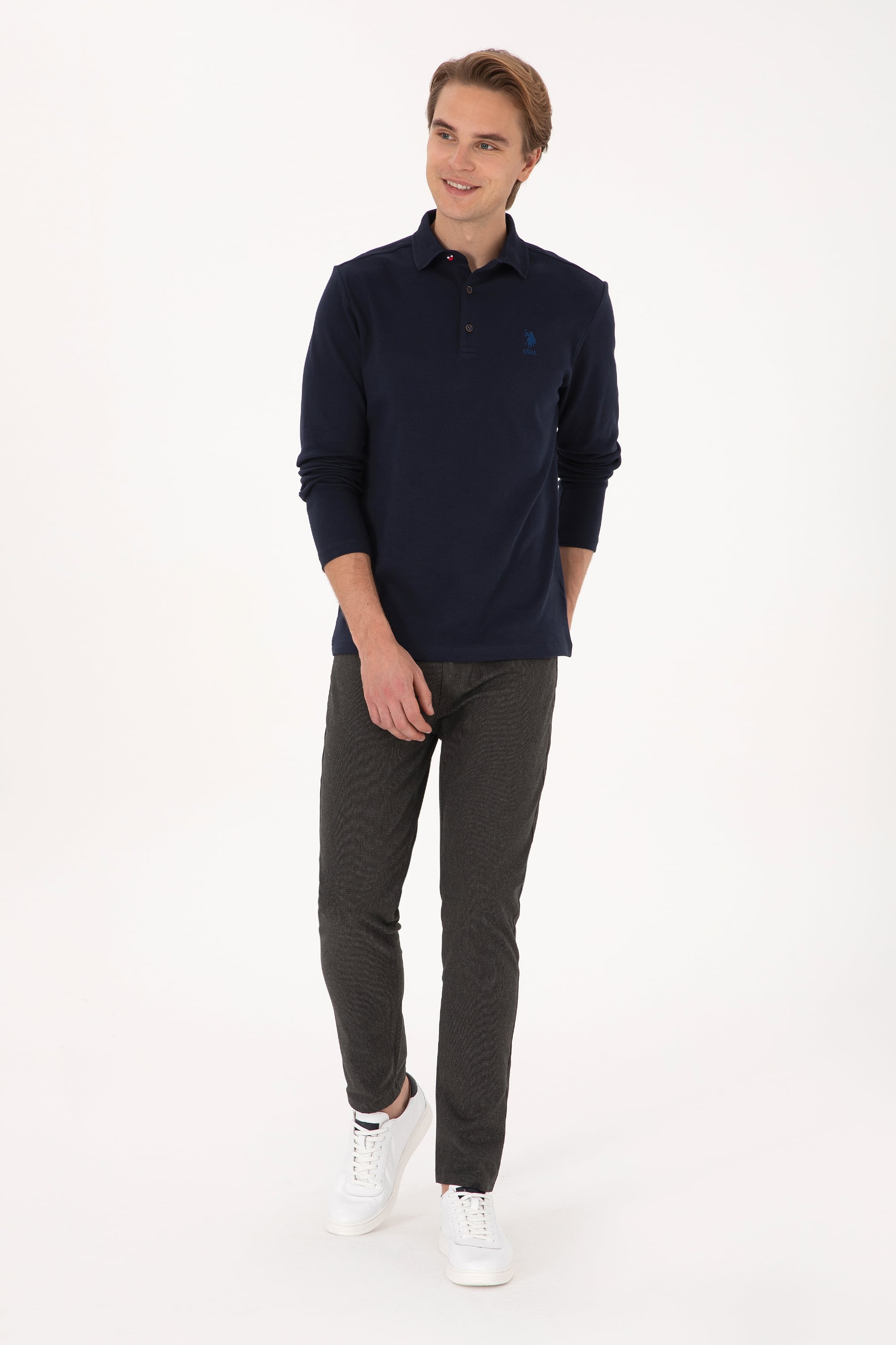 شلوار چینو سبز تیره اندامی مردانه یو اس پولو | US POLO ASSN