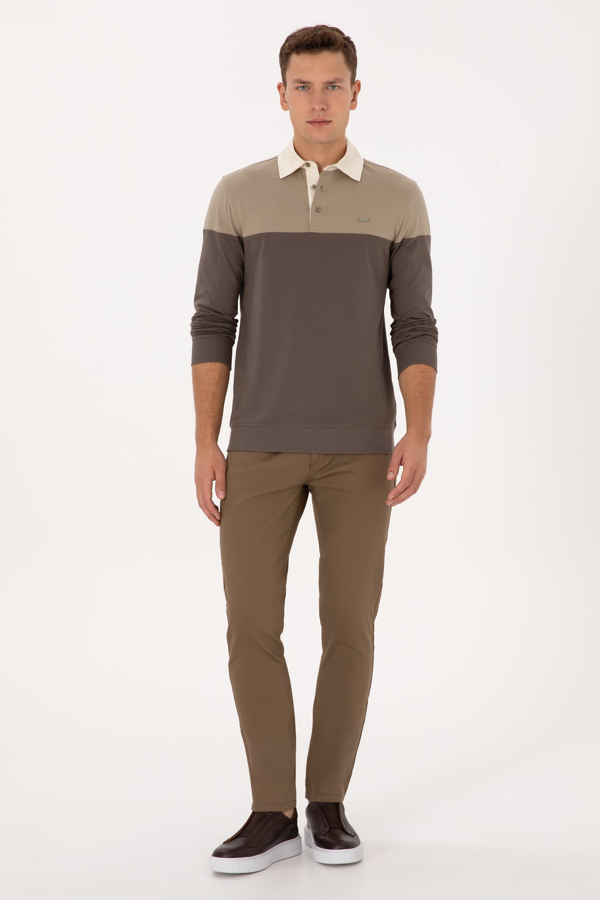 شلوار کانواس خاکی اندامی مردانه یو اس پولو | US POLO ASSN