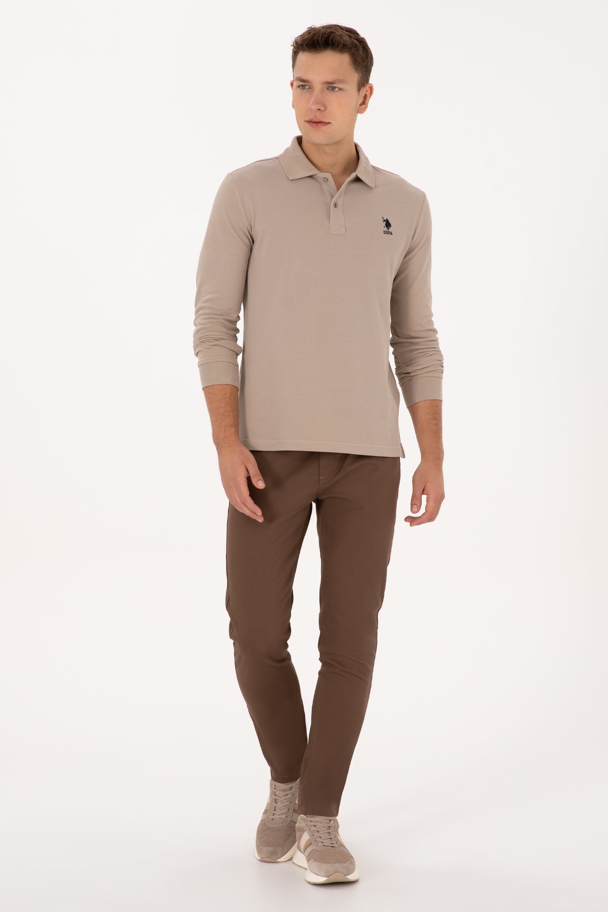 شلوار چینو نارگیلی اندامی مردانه یو اس پولو | US POLO ASSN