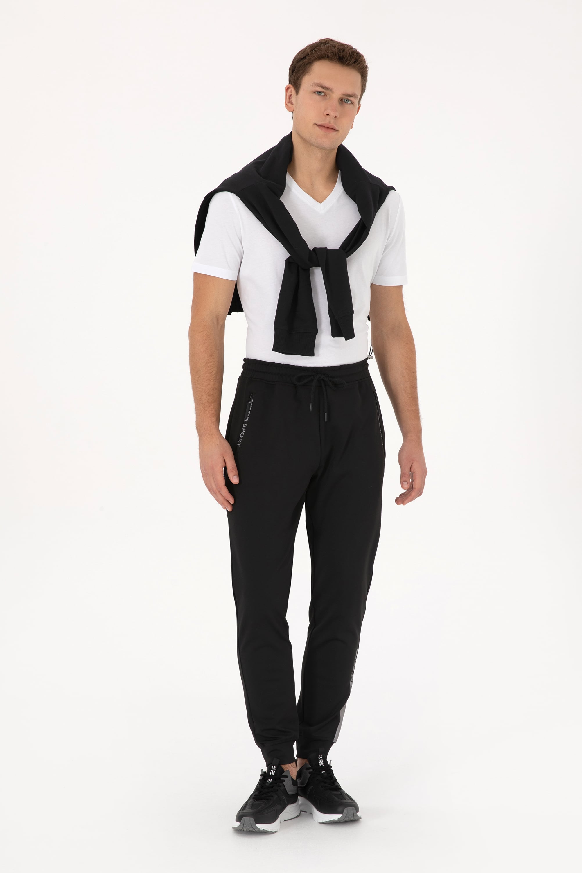 شلوار ورزشی سیاه رگولار مردانه یو اس پولو | US POLO ASSN