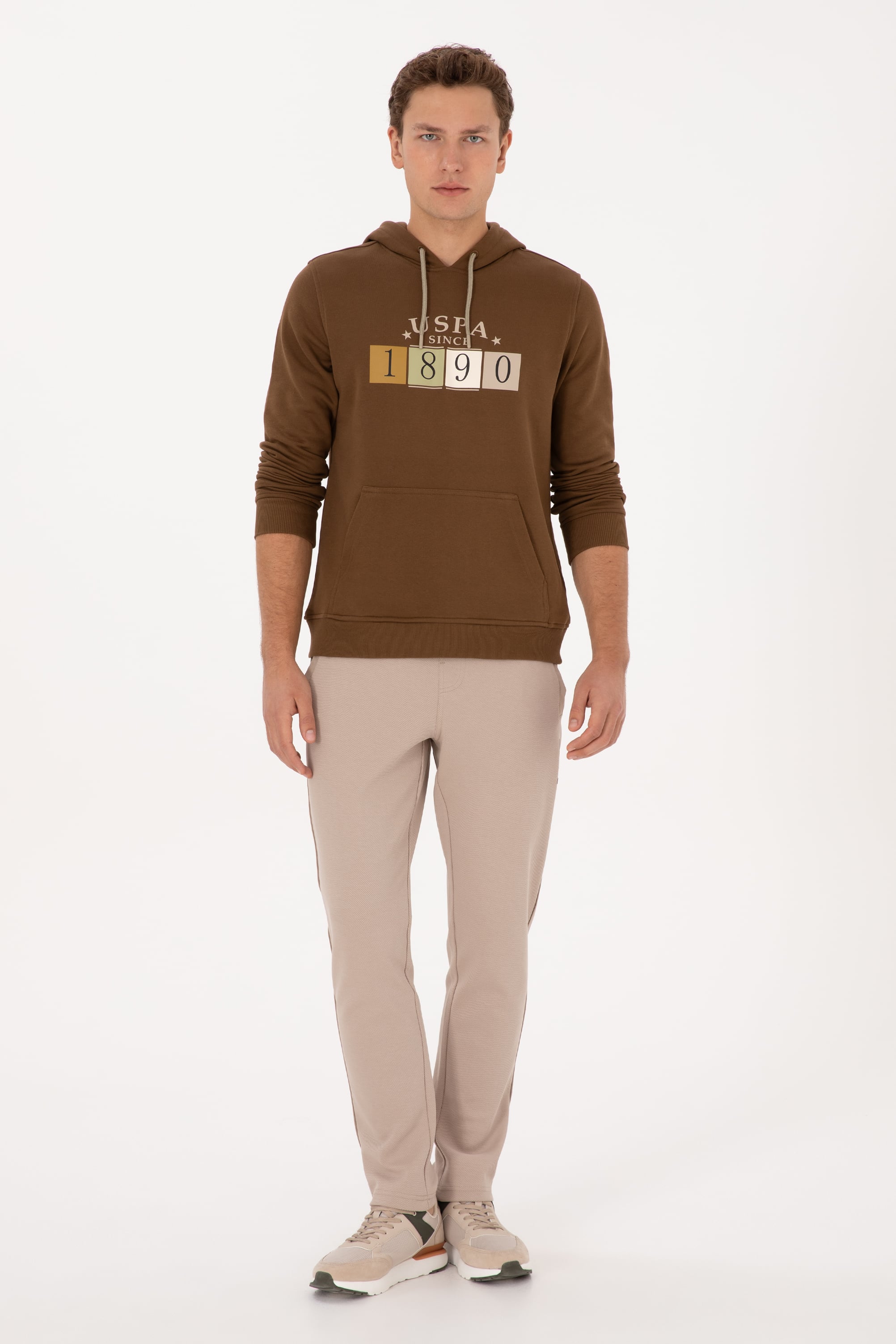 شلوار ورزشی بژ تیره رگولار مردانه یو اس پولو | US POLO ASSN