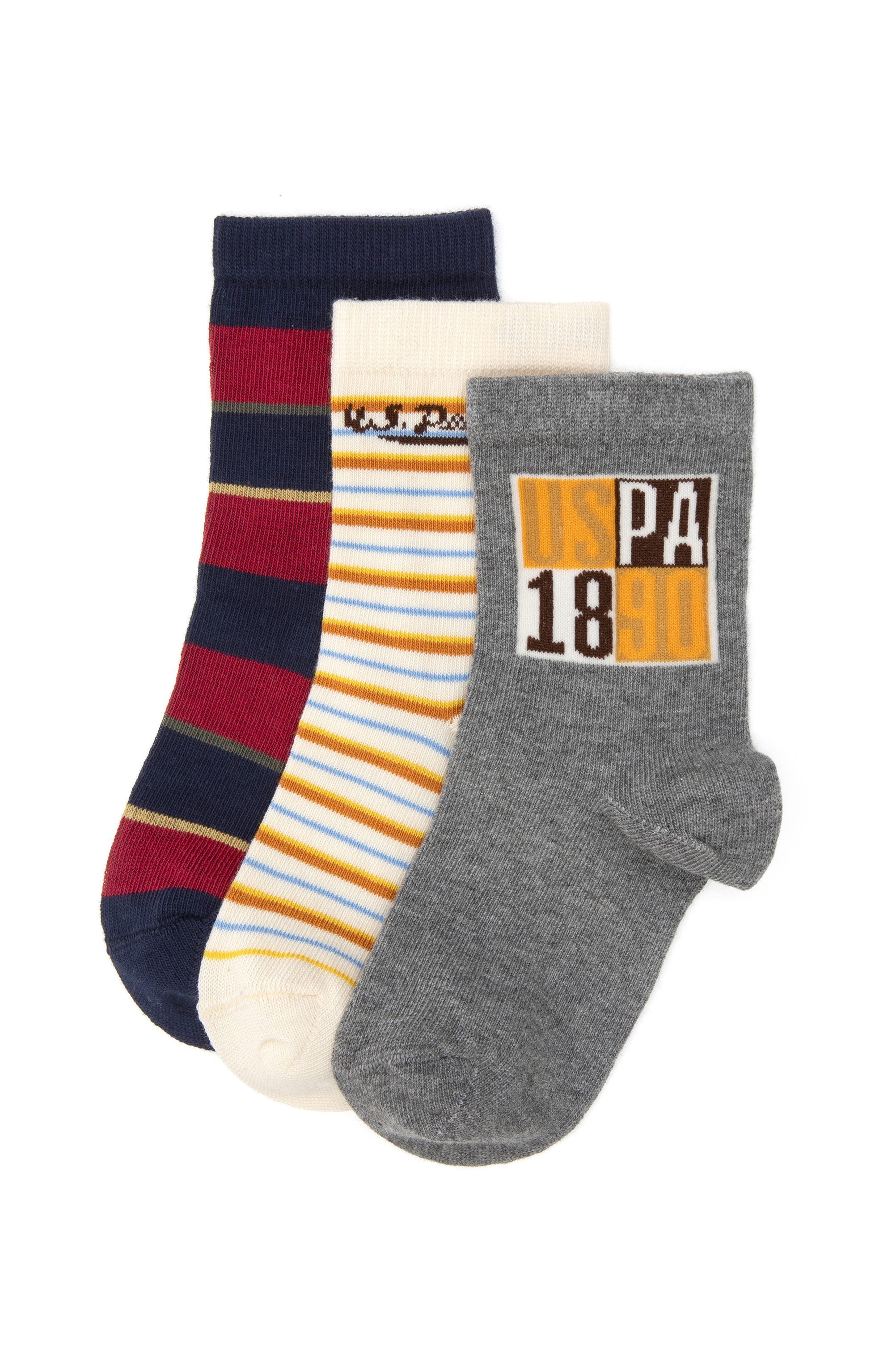 جوراب خاکستری ملانژ رگولار پسرانه یو اس پولو | US POLO ASSN