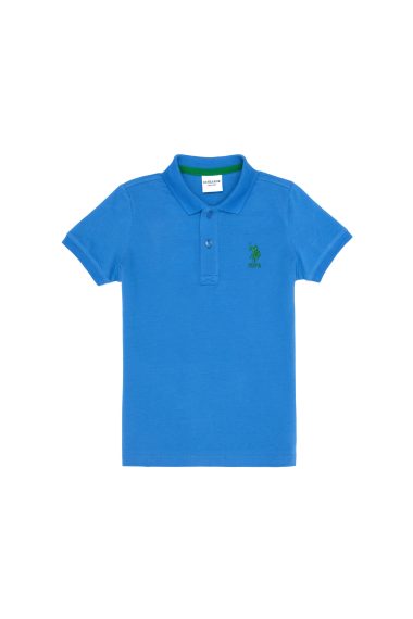 پولوشرتمدل Basic یقه پولو آبی  استاندارد فیت  پسرانه یو اس پولو | US POLO ASSN