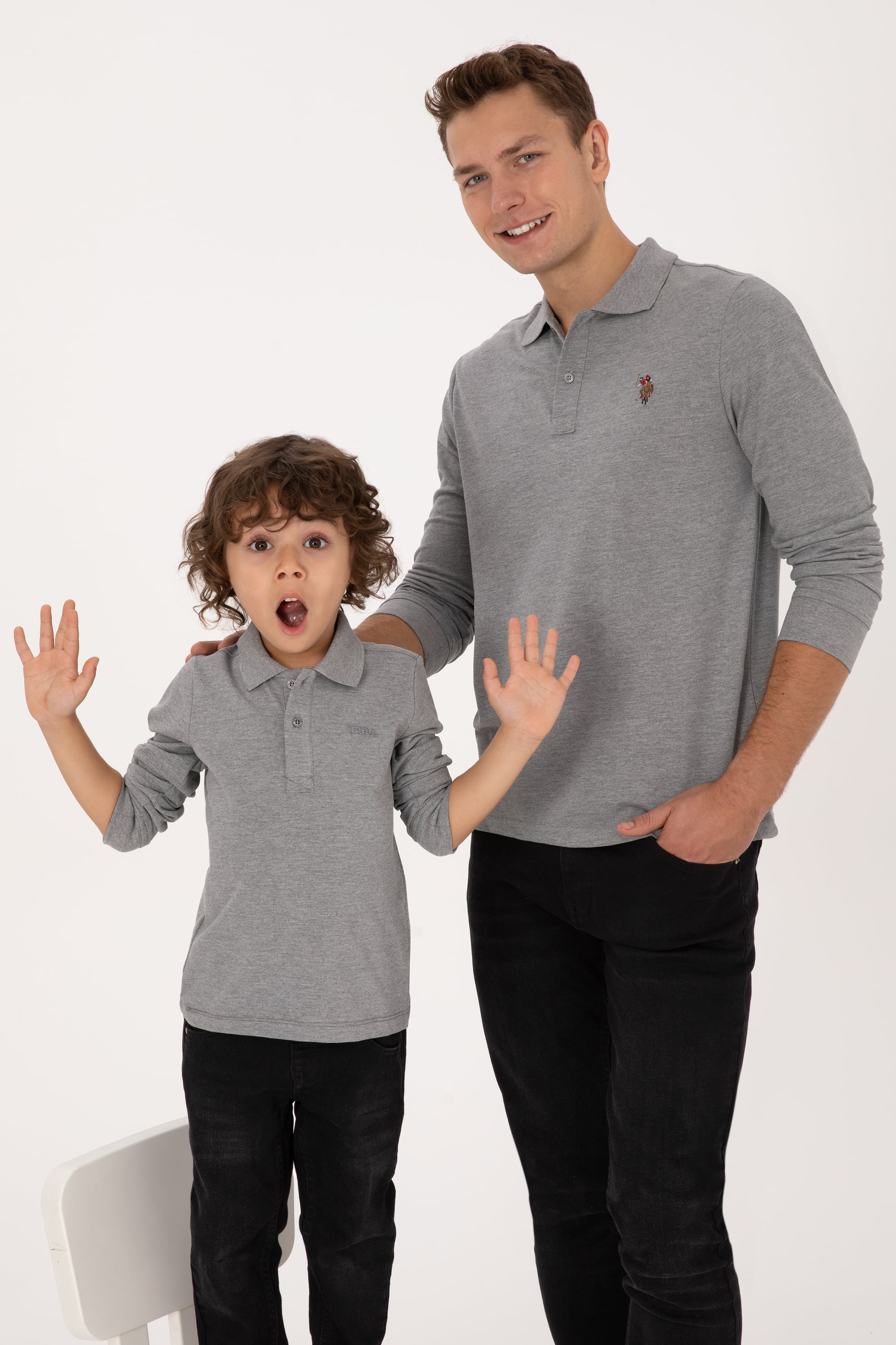 پولوشرت طوسی روشن خاکستری ملانژ رگولار پسرانه یو اس پولو | US POLO ASSN