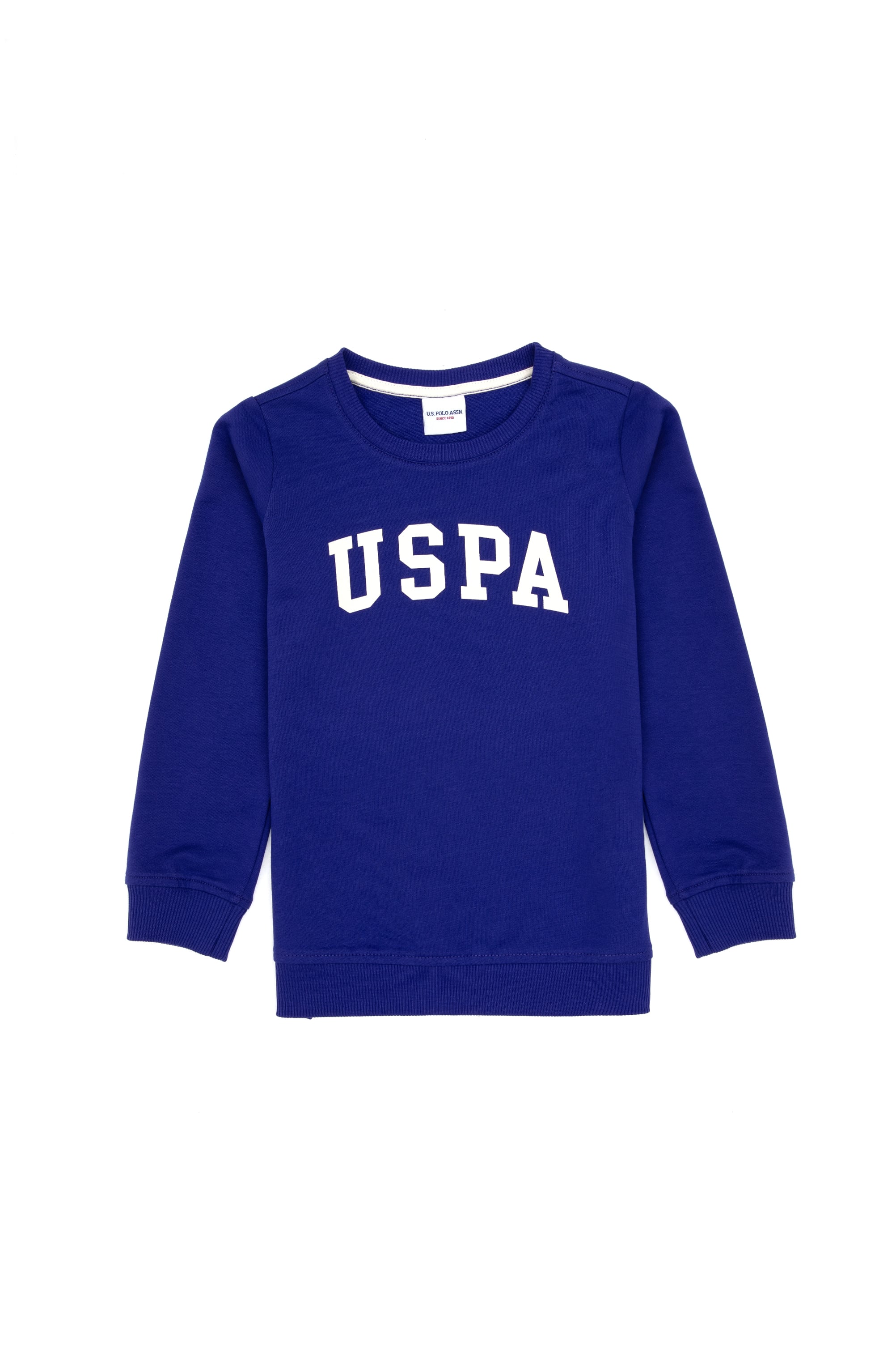 سویشرت یقه گرد ساده بنفش بنفش رگولار پسرانه یو اس پولو | US POLO ASSN