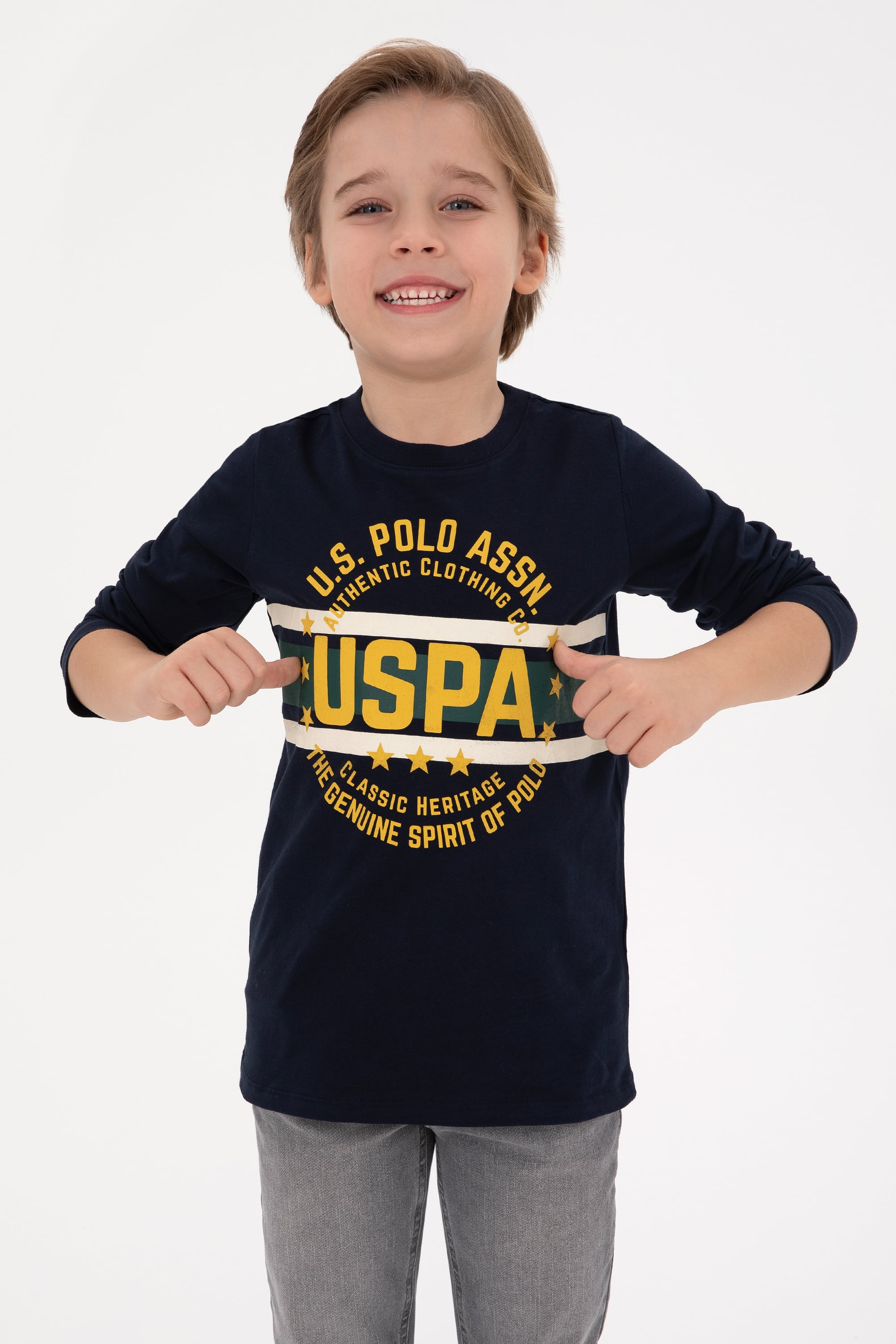 سویشرت یقه گرد سوپریم لاجورد رگولار پسرانه یو اس پولو | US POLO ASSN