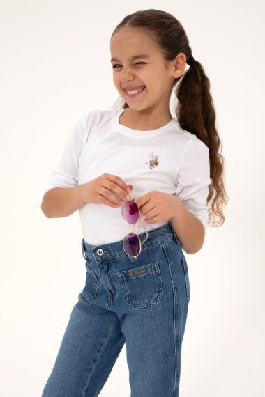 سویشرت یقه گردسفید  سفید  رگولار  دخترانه یو اس پولو | US POLO ASSN