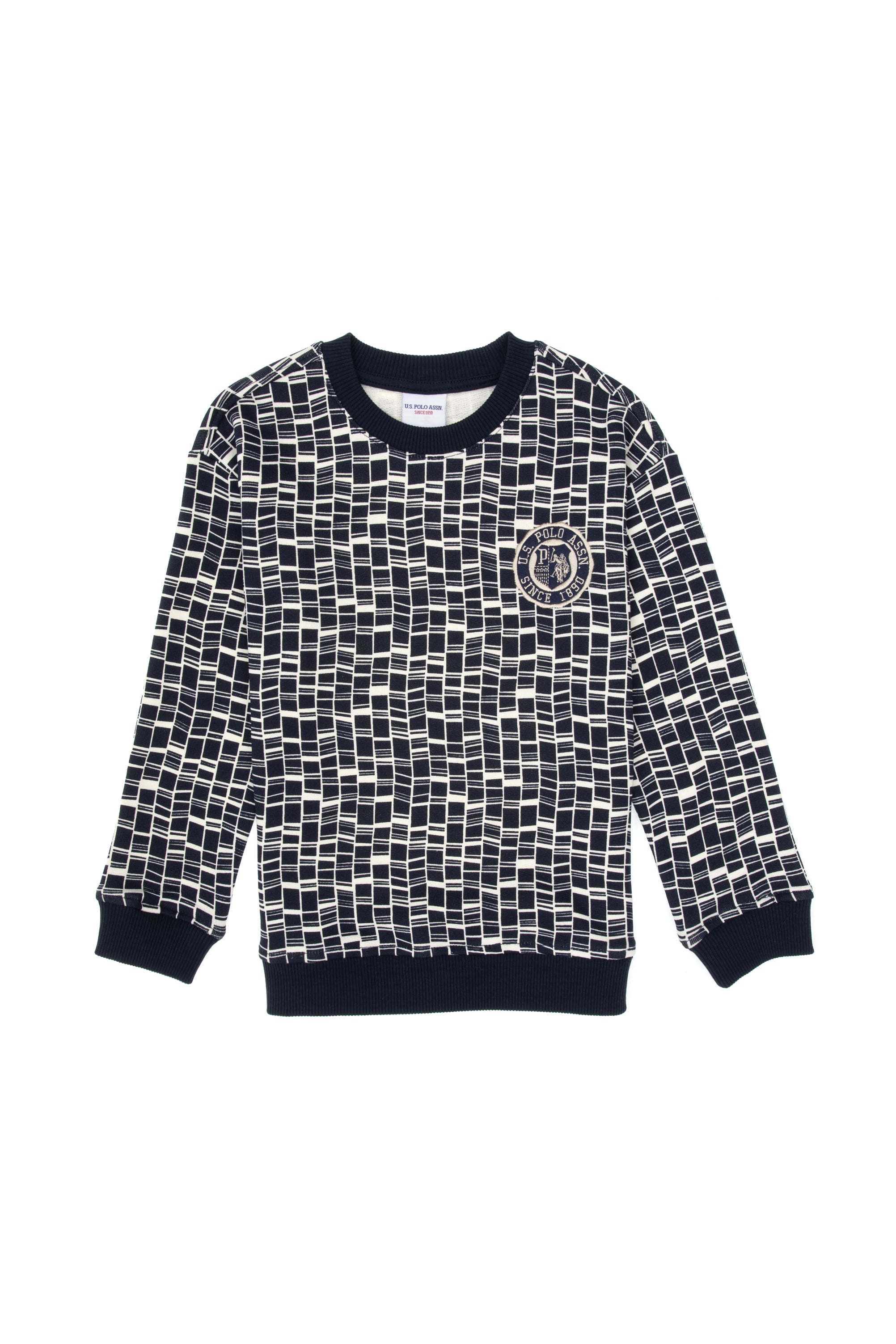 سویشرت یقه گرد لاجورد ریلکس پسرانه یو اس پولو | US POLO ASSN